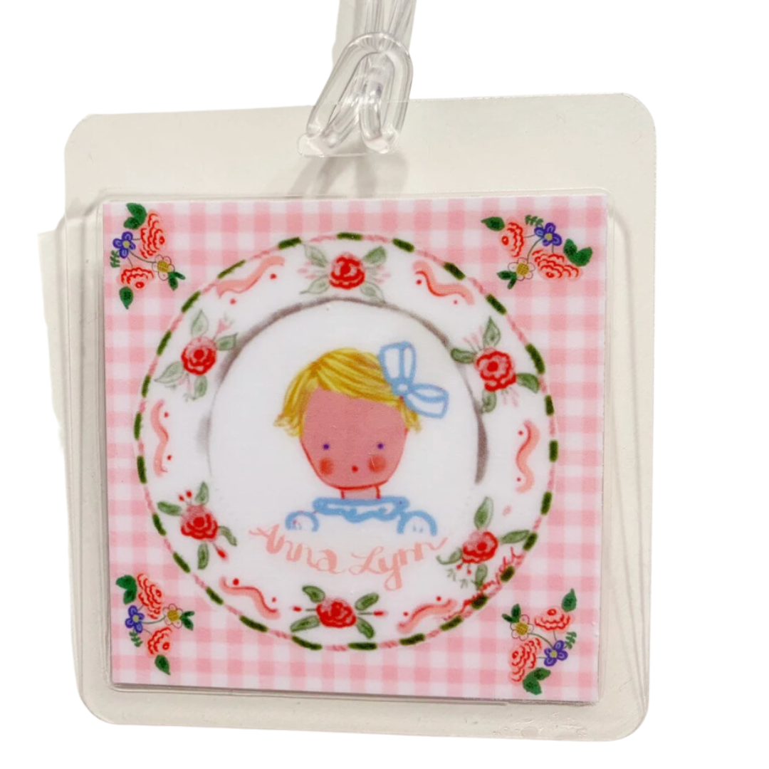 Girl Bag Tag - Pink Gingham