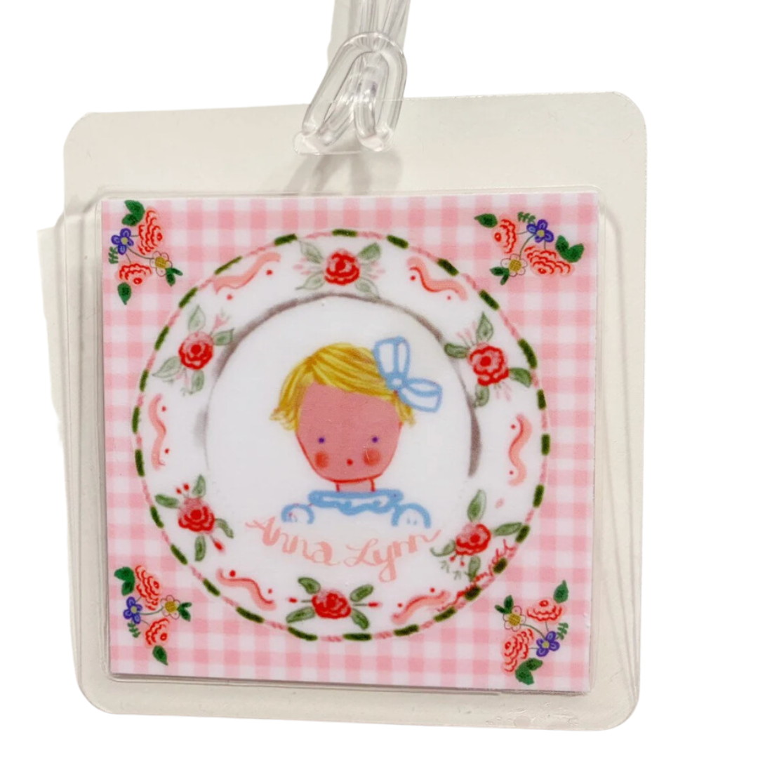 Girl Bag Tag - Blue Gingham - Premium  from Tricia Lowenfield Design 