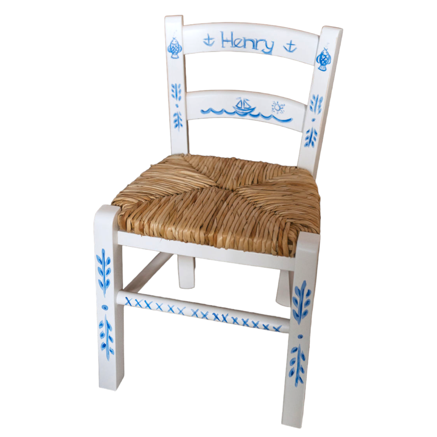 Child's Chair - Blue Boat and Fish - Premium  from Tricia Lowenfield Design 