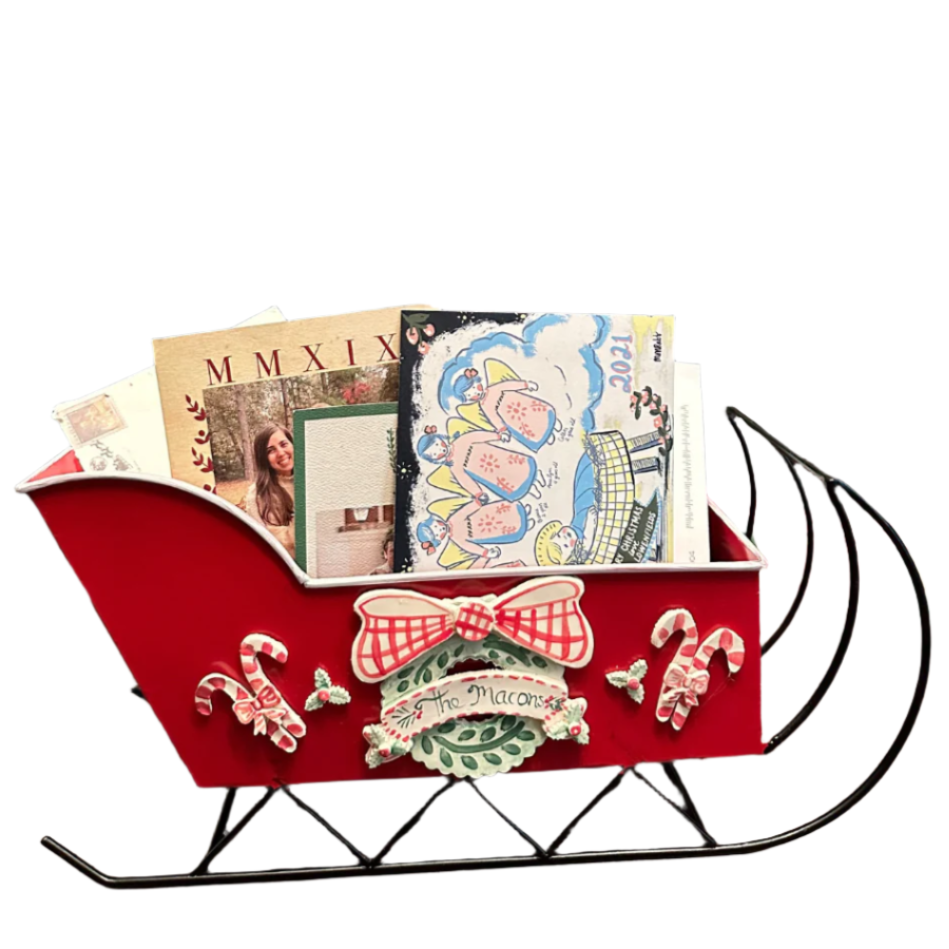 Sleigh Christmas Card Holder/Planter - Premium from Tricia Lowenfield Design
