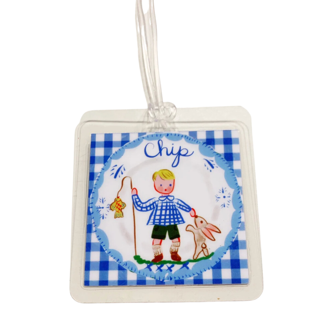 Boy Bag Tag - Blue Gingham - Premium  from Tricia Lowenfield Design 