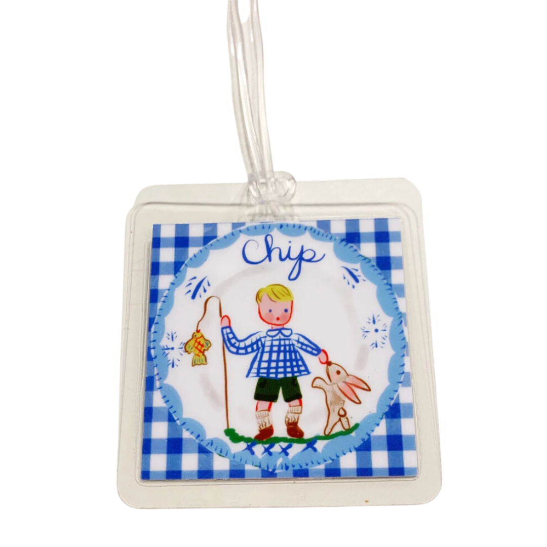 Boy Bag Tag - Blue Gingham - Premium from Tricia Lowenfield Design