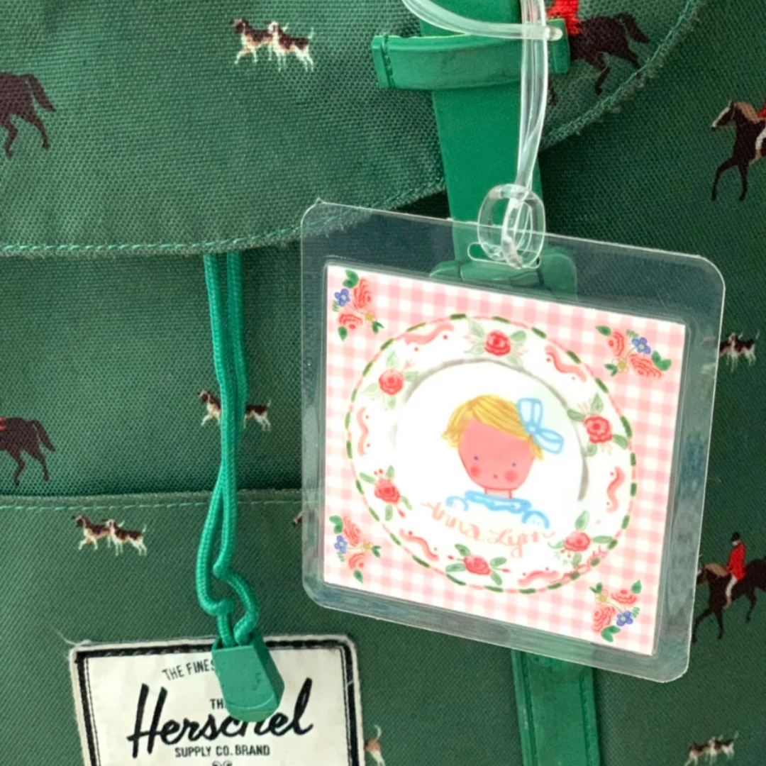 Girl Bag Tag - Blue Gingham - Premium from Tricia Lowenfield Design