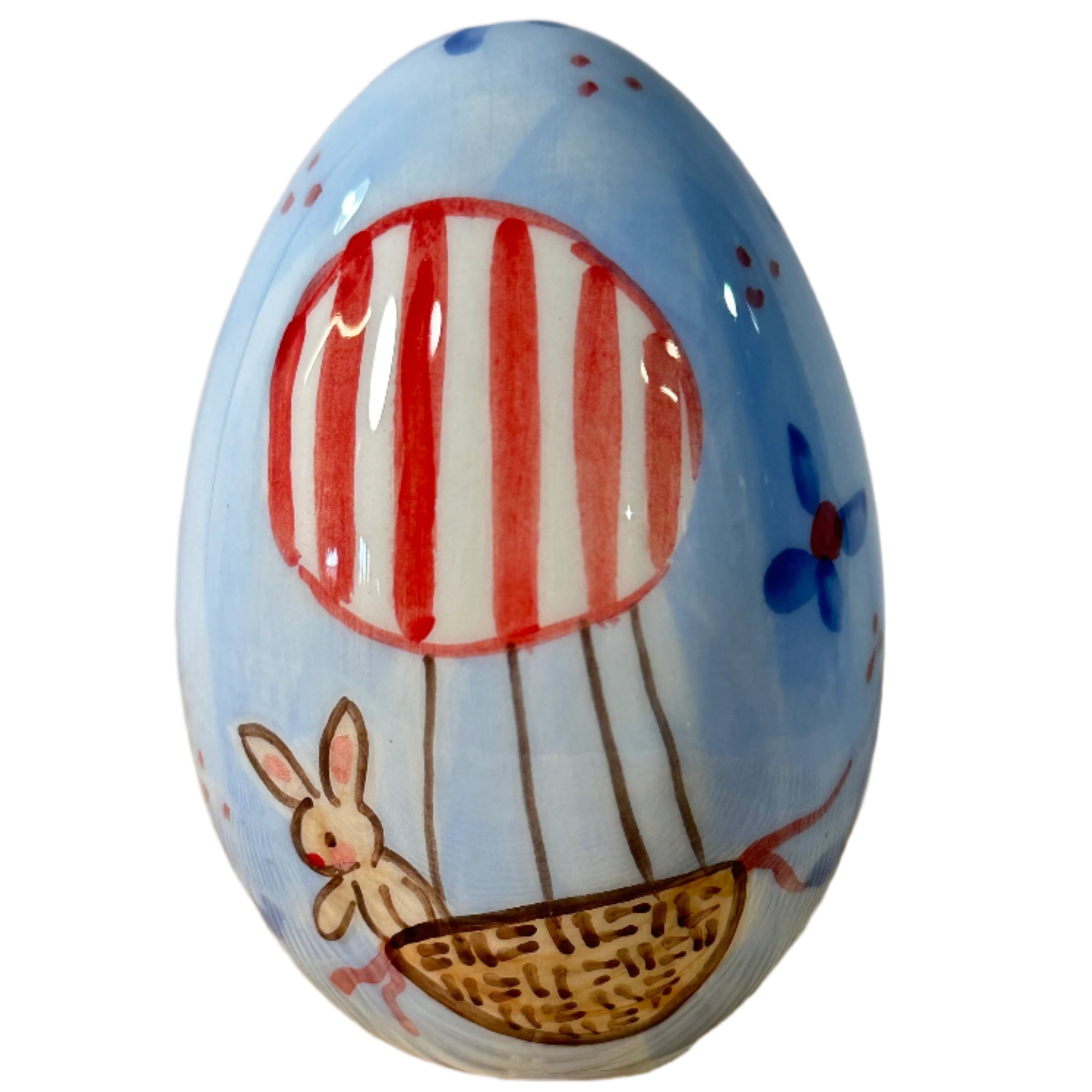 Handpainted Easter Egg - Blue with Hot Air Balloon - Premium from Tricia Lowenfield Design