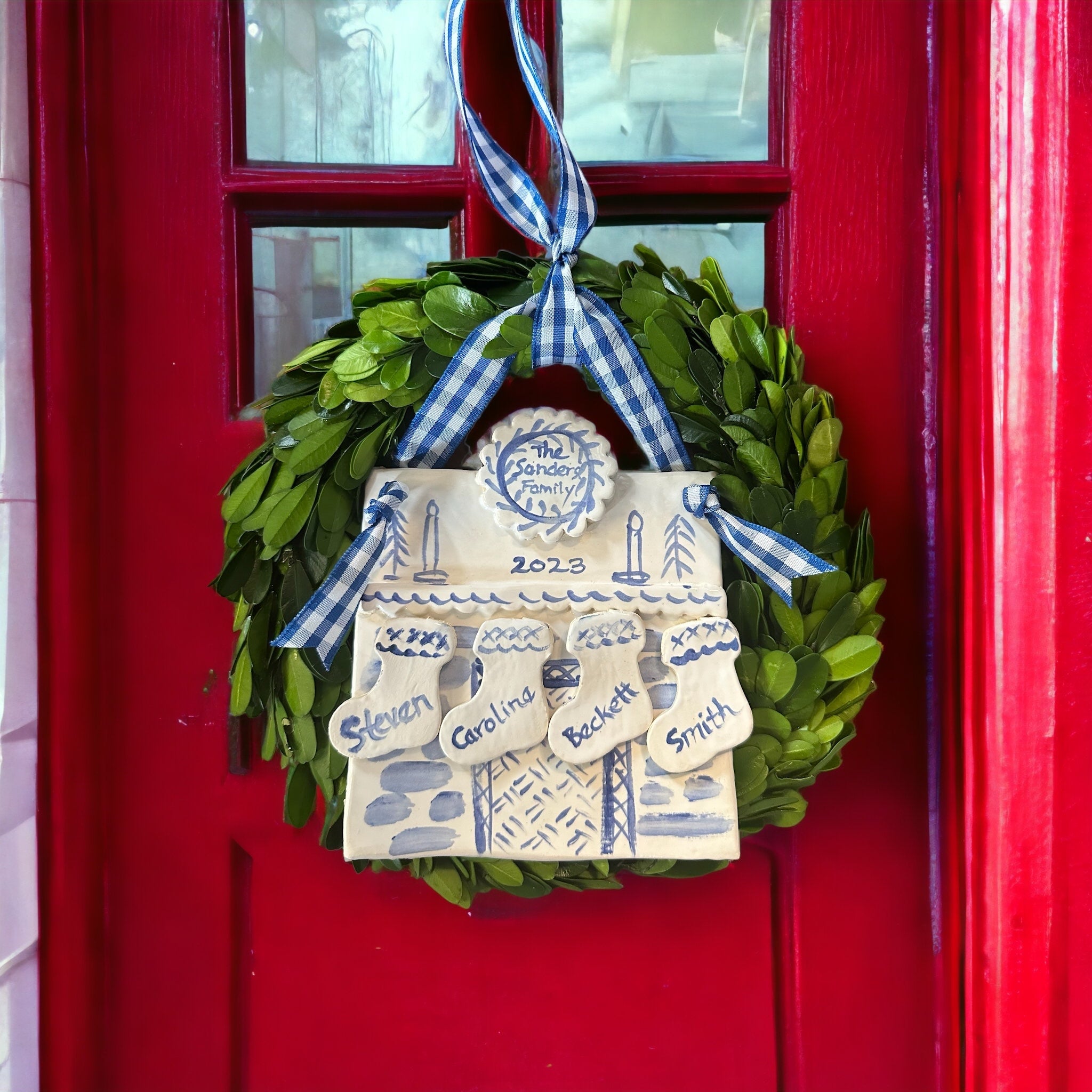 Fireplace Ornament with Wreath - Premium from Tricia Lowenfield Design