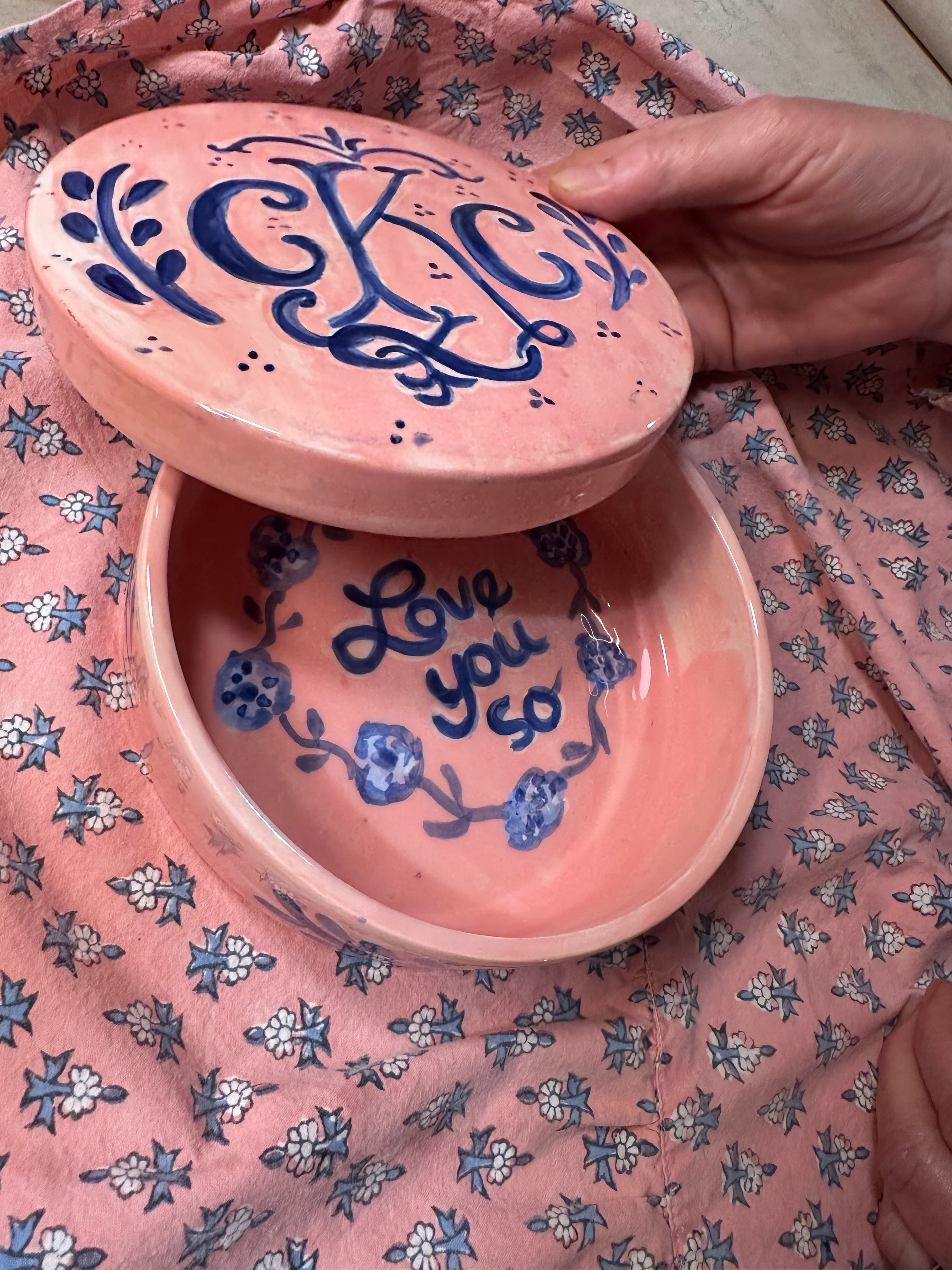Round Keepsake Box (Pink and Blue) - Premium from Tricia Lowenfield Design