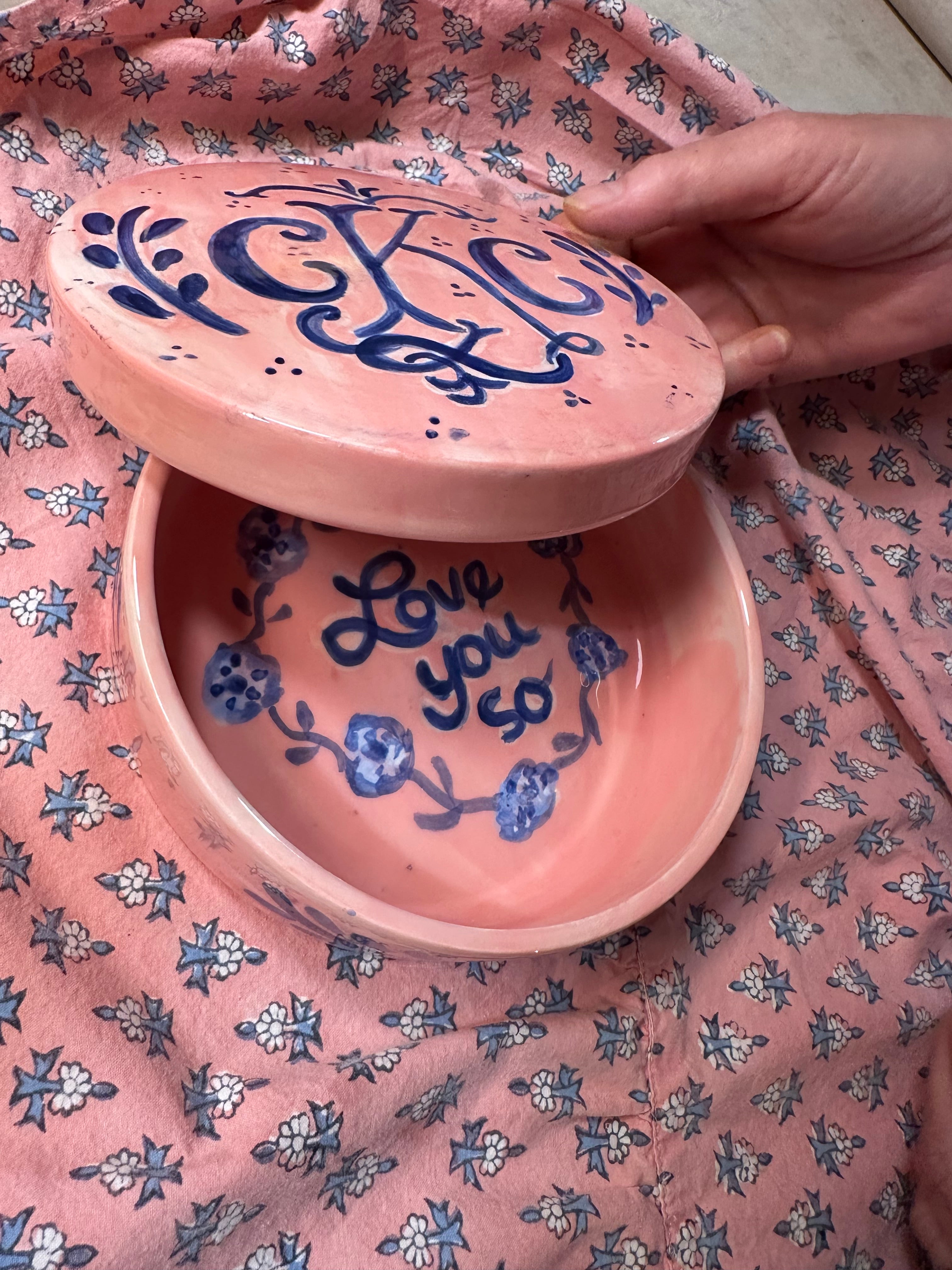 Round Keepsake Box (Pink and Blue) - Premium from Tricia Lowenfield Design