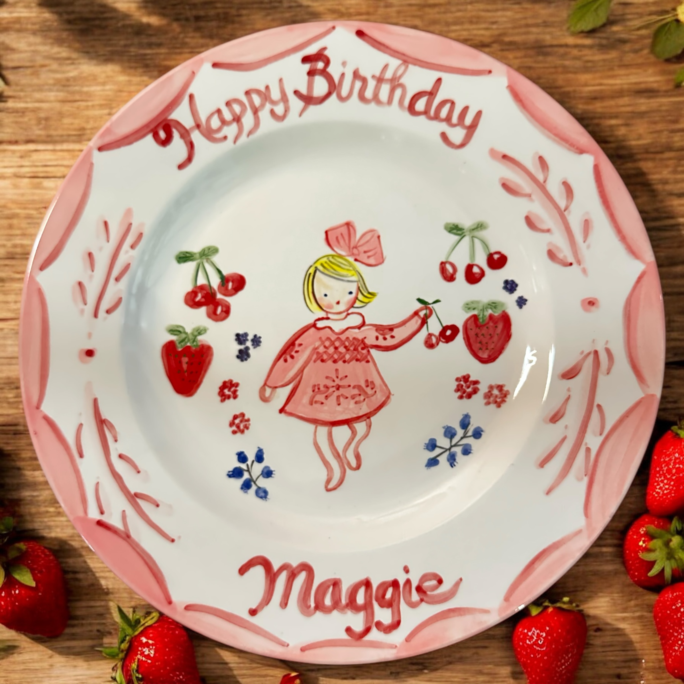 Strawberry Maggie Birthday Plate - Premium from Tricia Lowenfield Shop