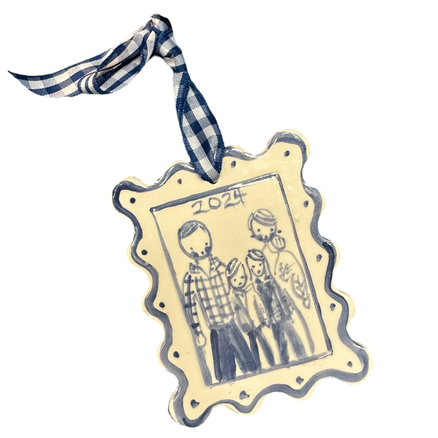 Postage Stamp Christmas Ornament - Full Blue and White - Premium from Tricia Lowenfield Design