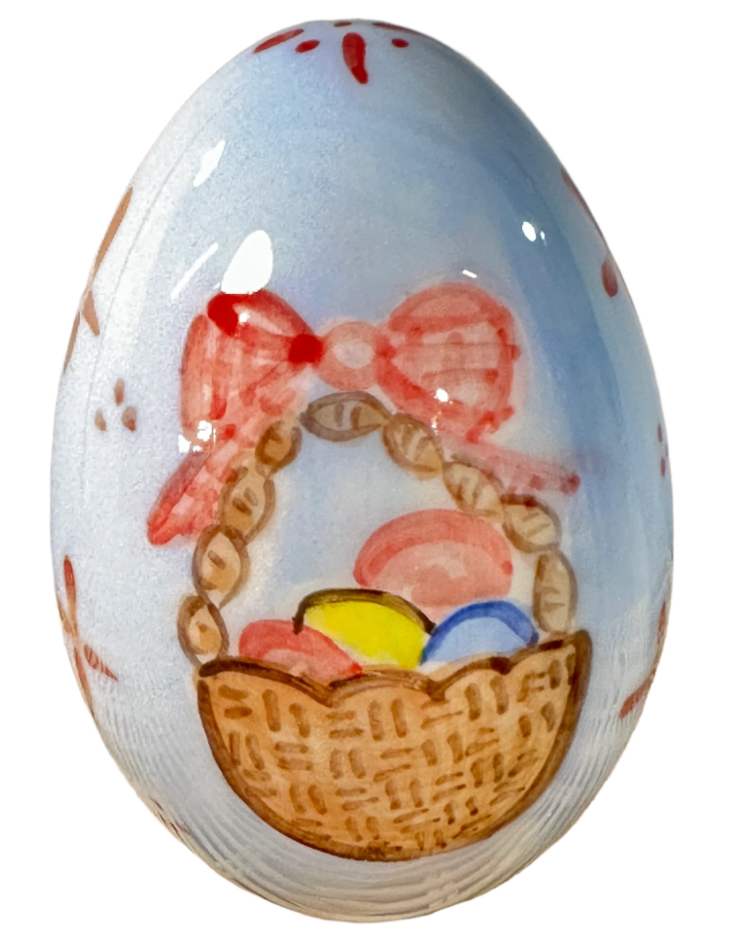 Handpainted Easter Egg - Blue with Basket - Premium from Tricia Lowenfield Design