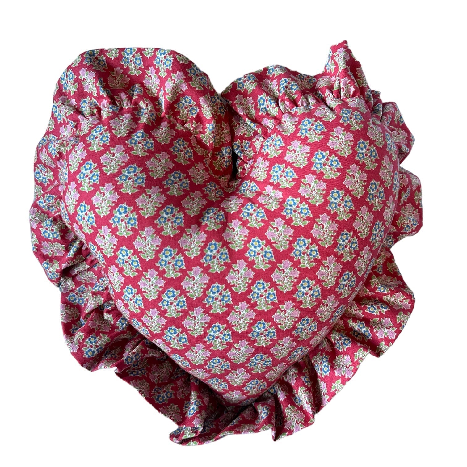 Heart Ruffle Pillow - red print - Premium  from Tricia Lowenfield Design 