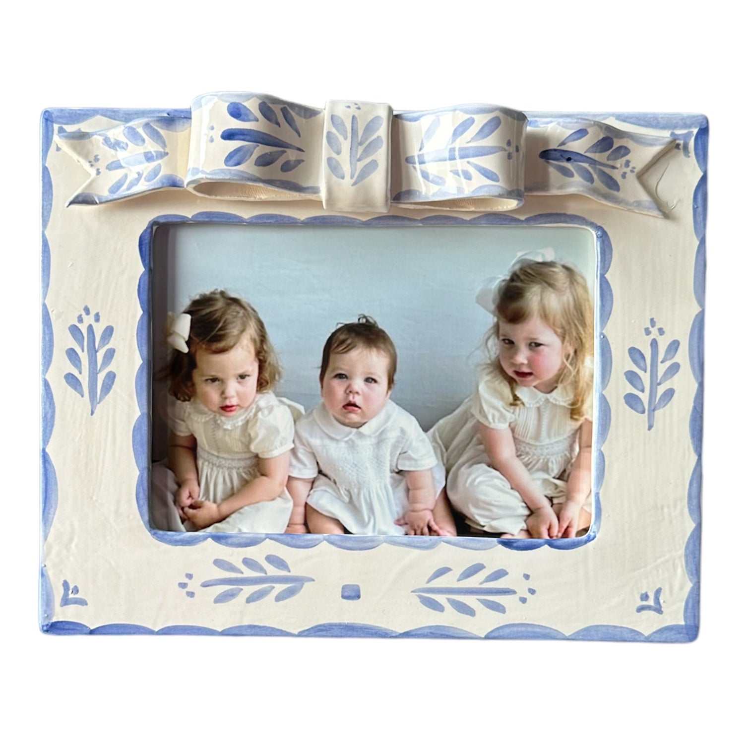 Ceramic Frame - Blue Bow horizontal - Premium from Tricia Lowenfield Design