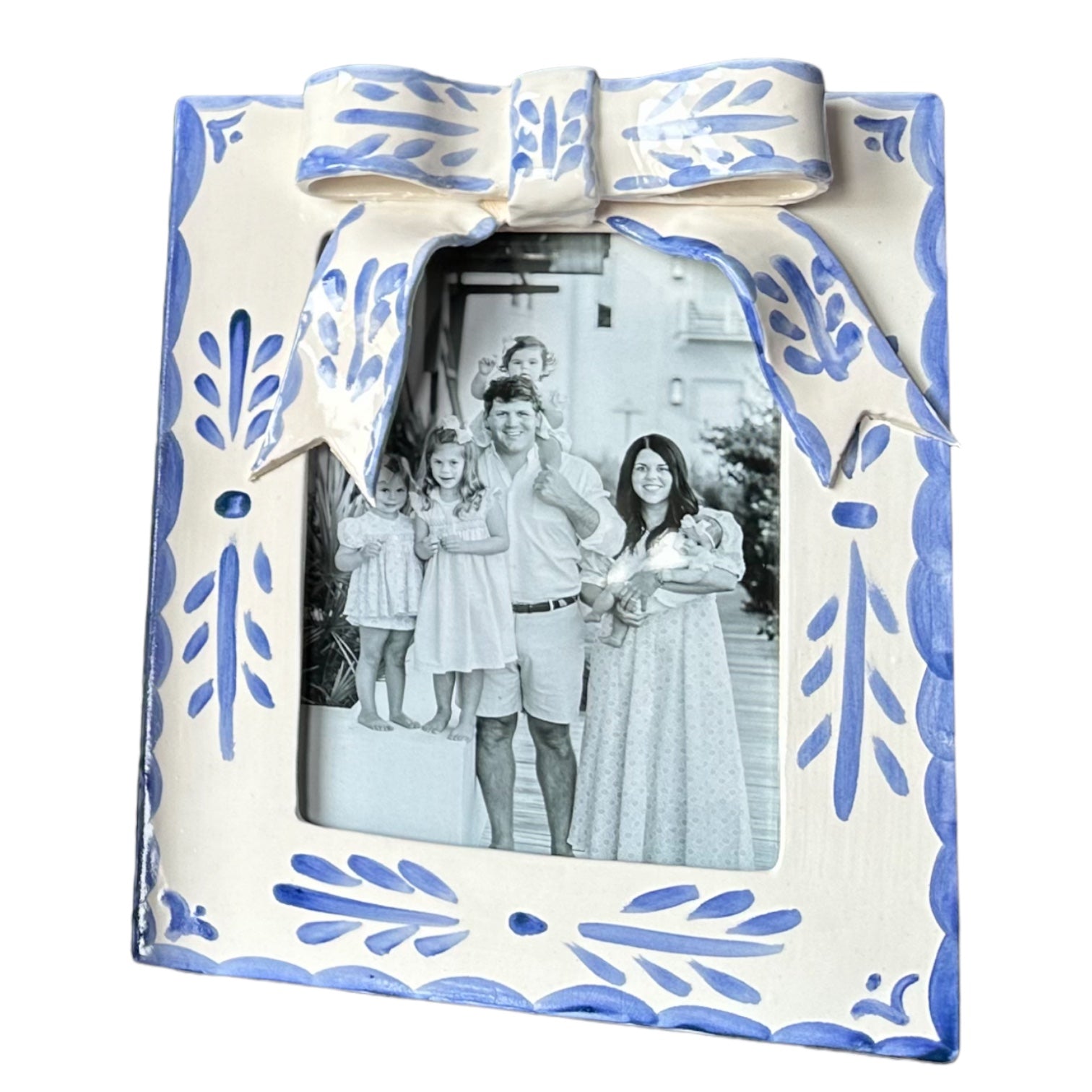 Ceramic Frame - Blue Bow - Premium from Tricia Lowenfield Design