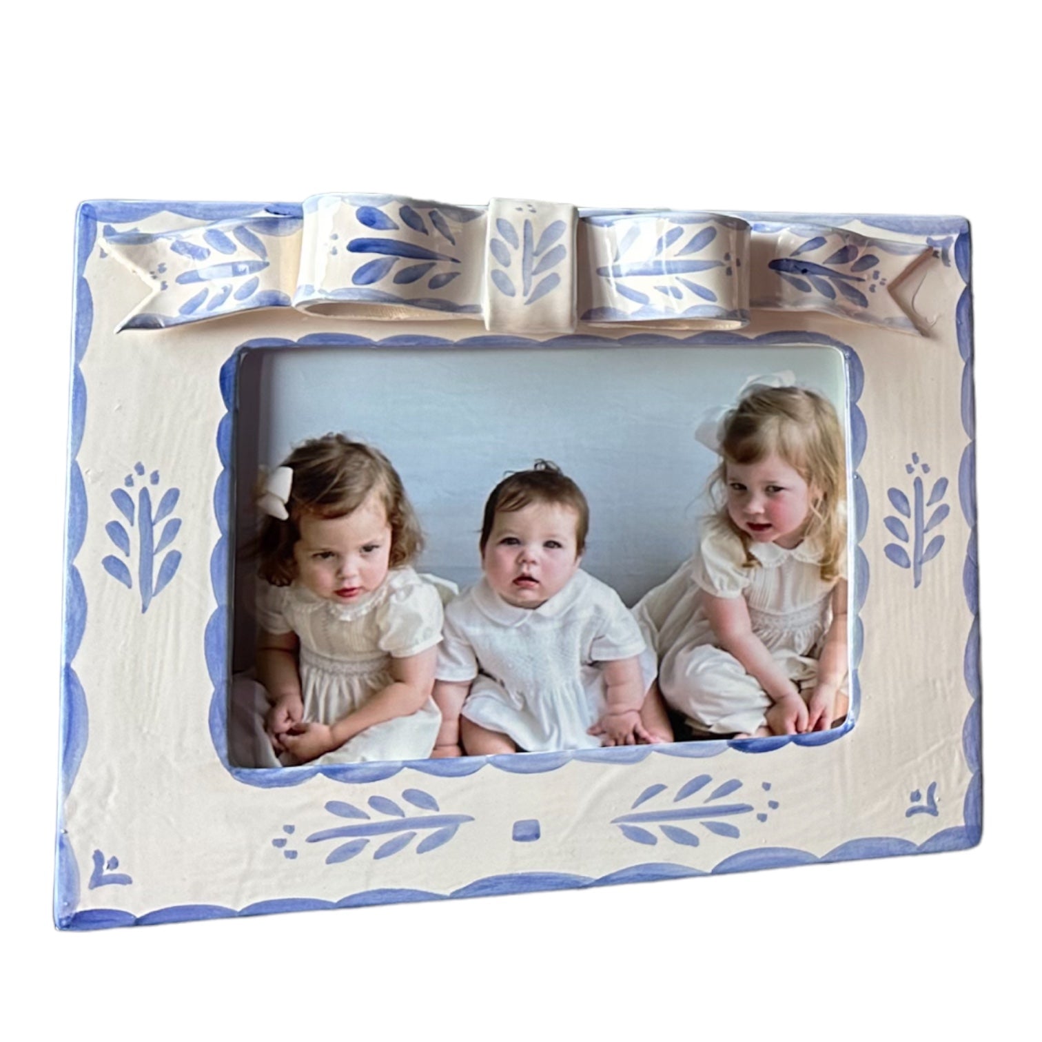 Ceramic Frame - Blue Bow horizontal - Premium from Tricia Lowenfield Design