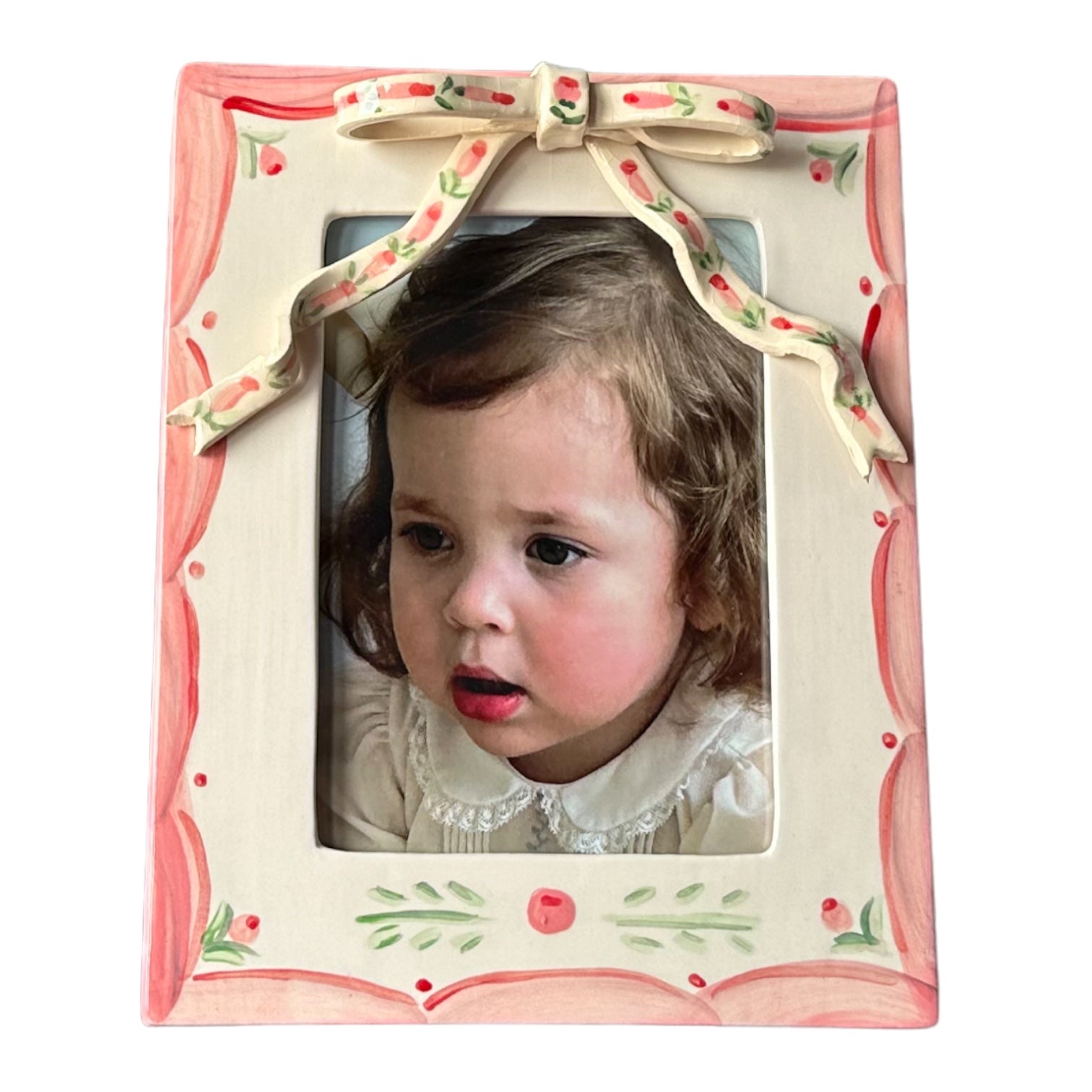 Ceramic Frame - Pink Bow - Premium from Tricia Lowenfield Design