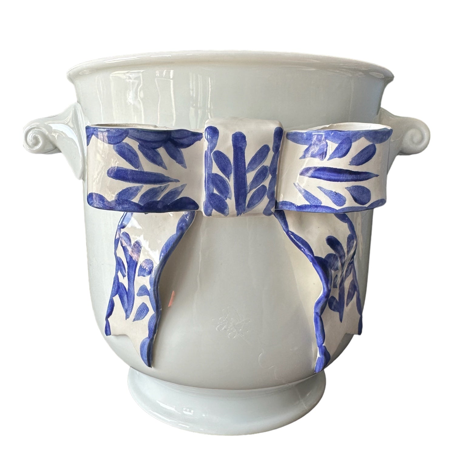 Cache Pot with Bow (blue) - Premium from Tricia Lowenfield Shop