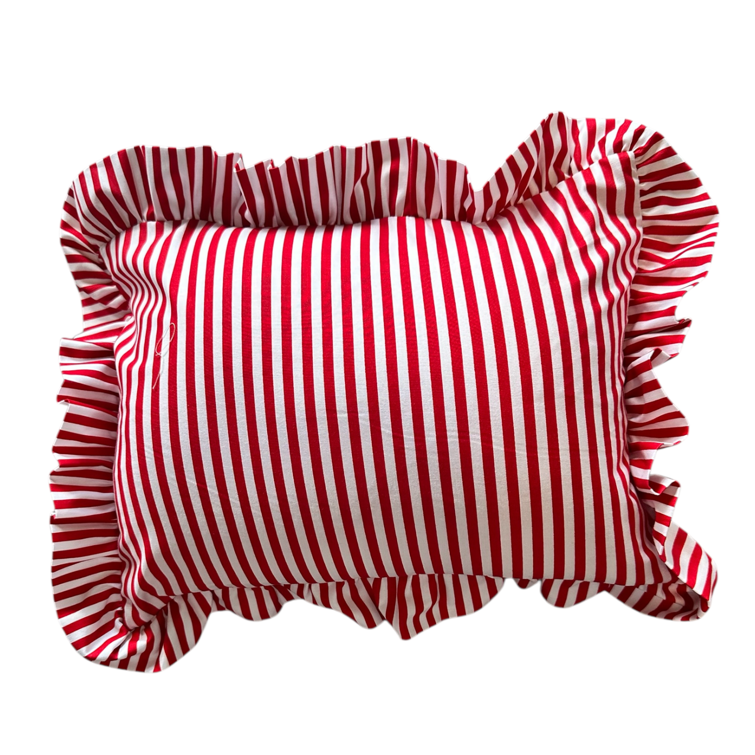 Rectangular Ruffle Pillow - red/white stripe