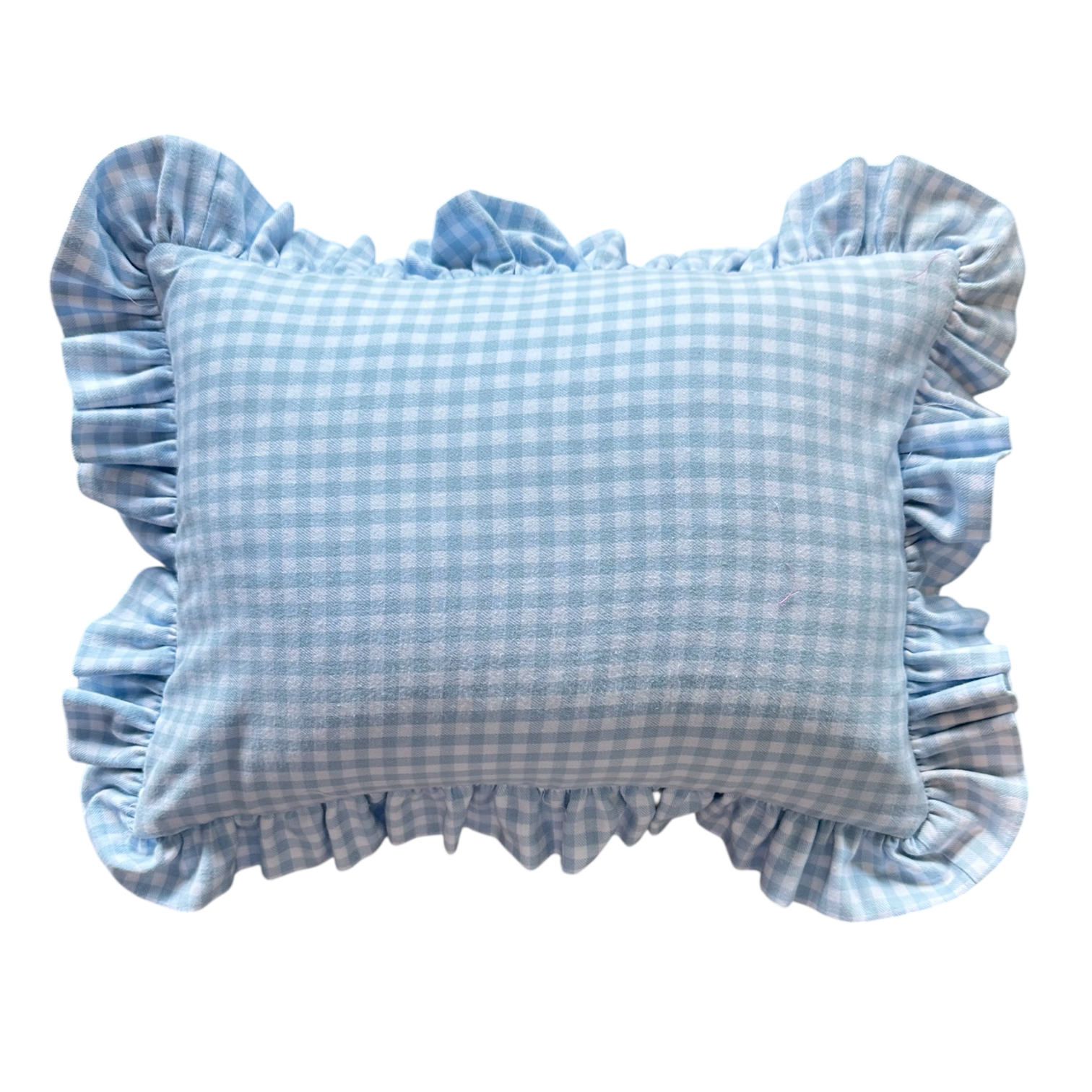 Rectangular Ruffle Pillow - blue gingham
