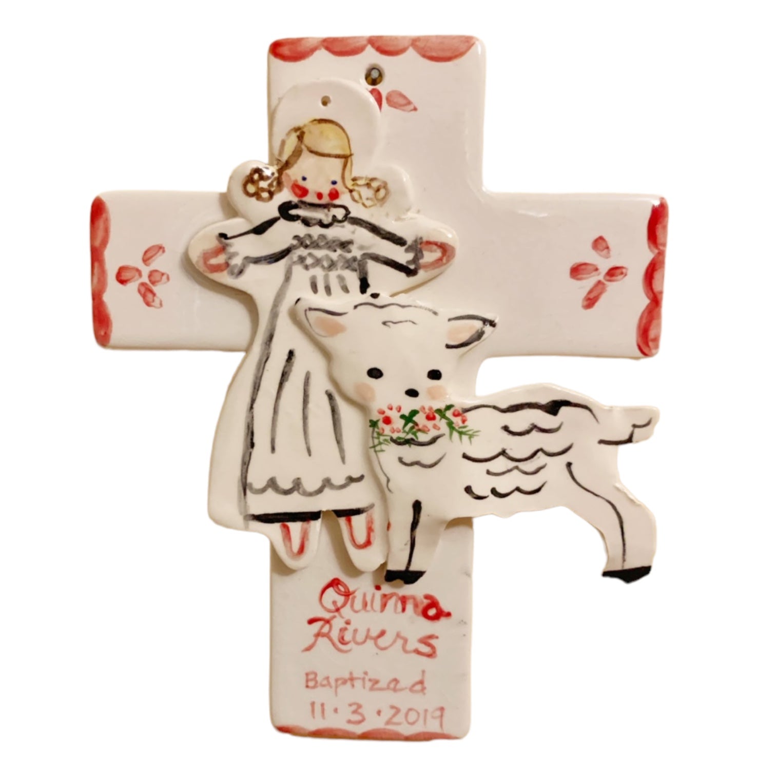 Baptism Cross - pink - Premium from Tricia Lowenfield Design