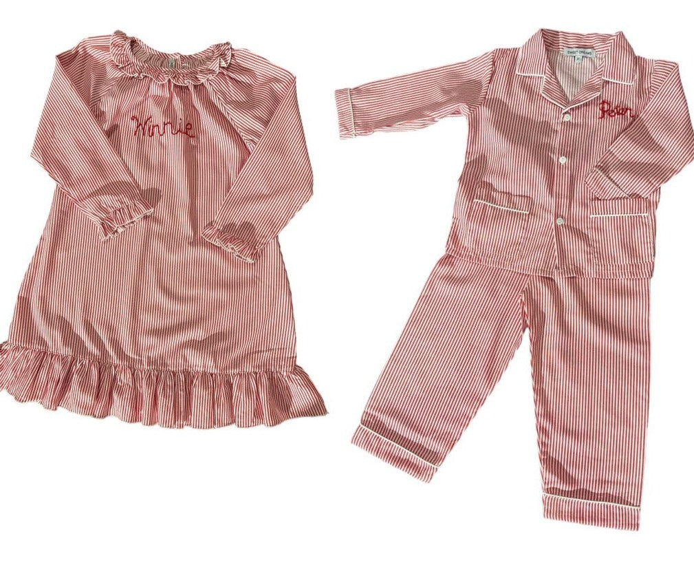 Christmas Pajamas - Red Striped Gown - Premium from Tricia Lowenfield Design