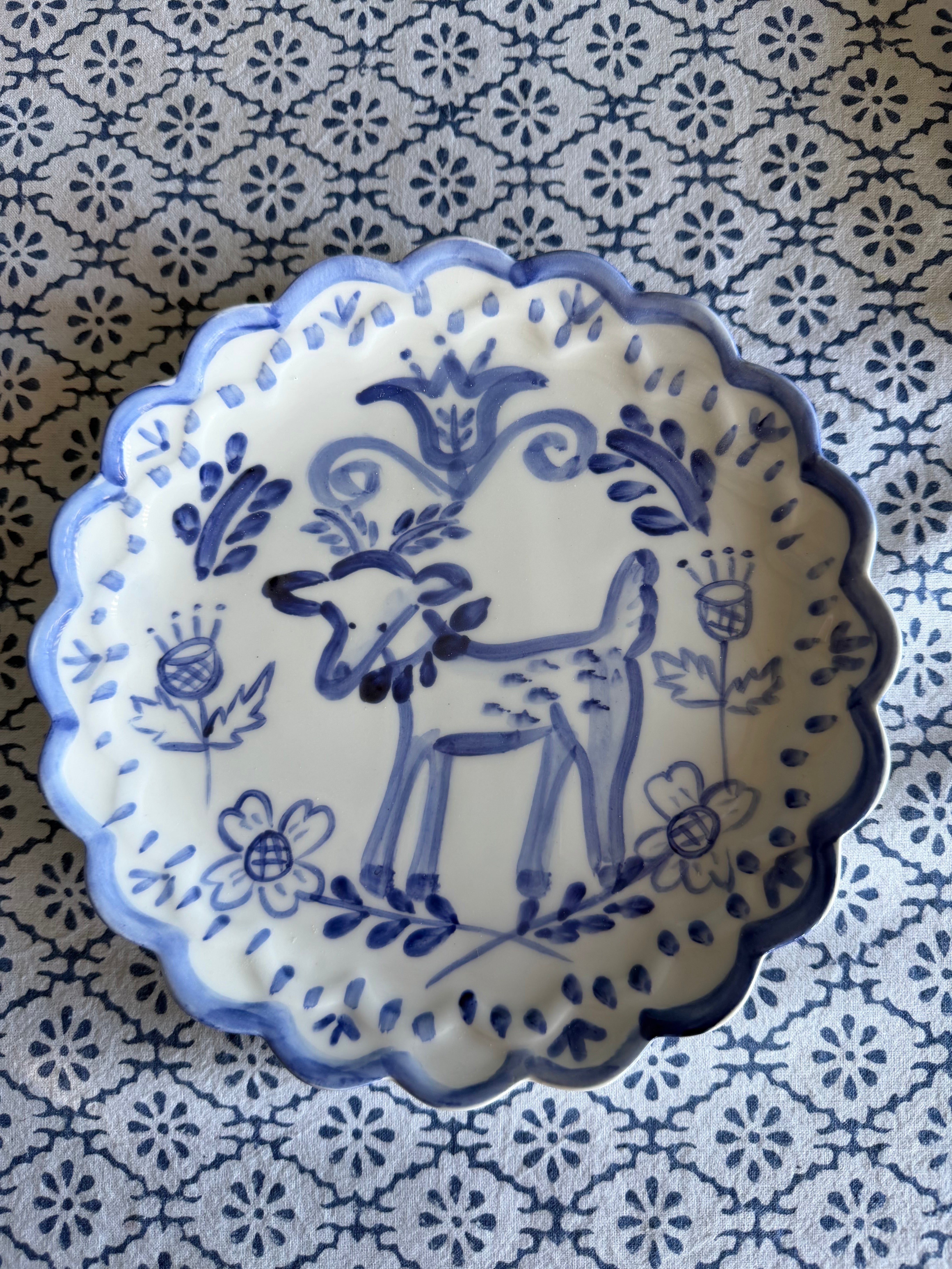 Set of 6 Scalloped Animal Plates