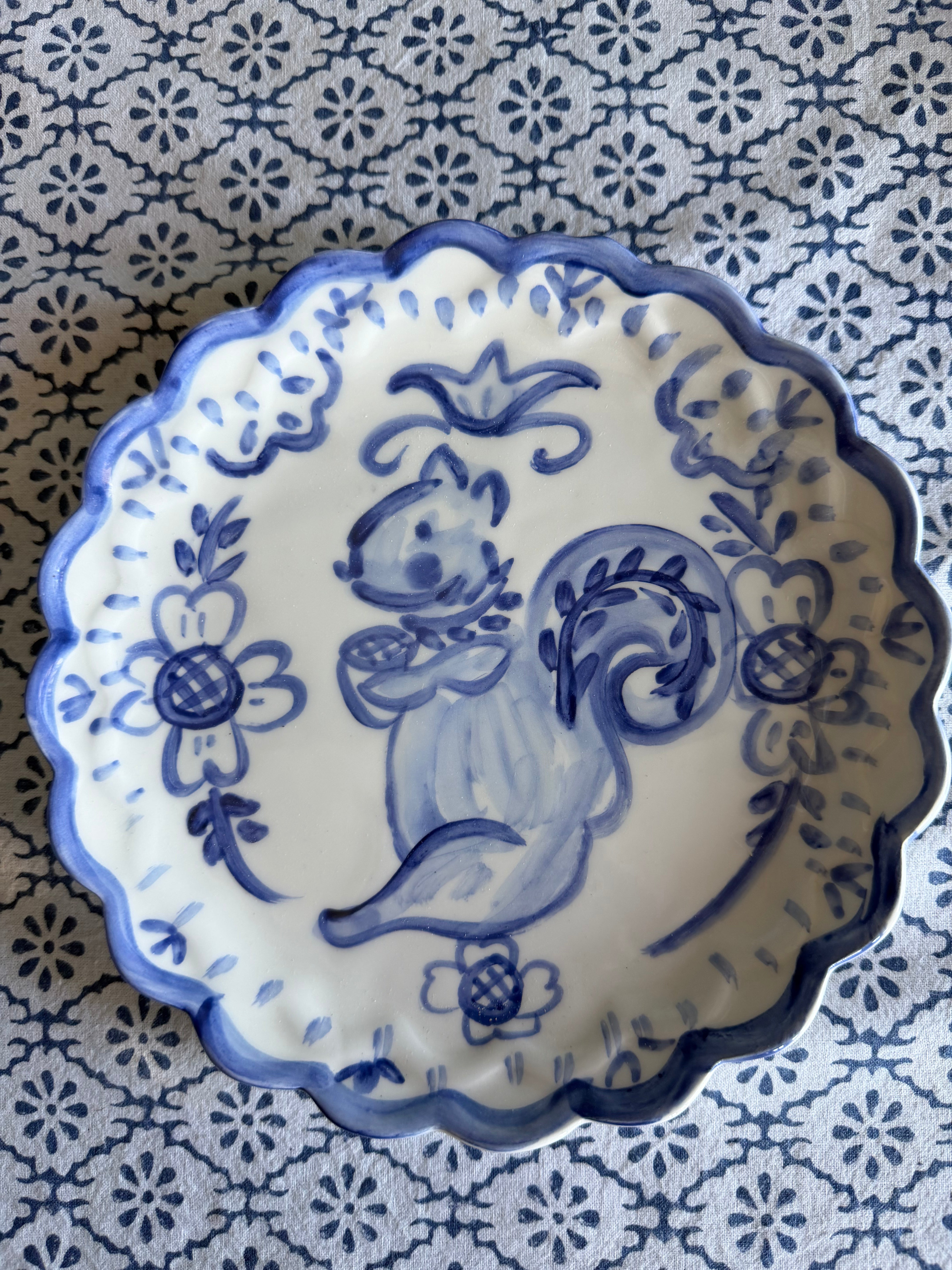 Set of 6 Scalloped Animal Plates