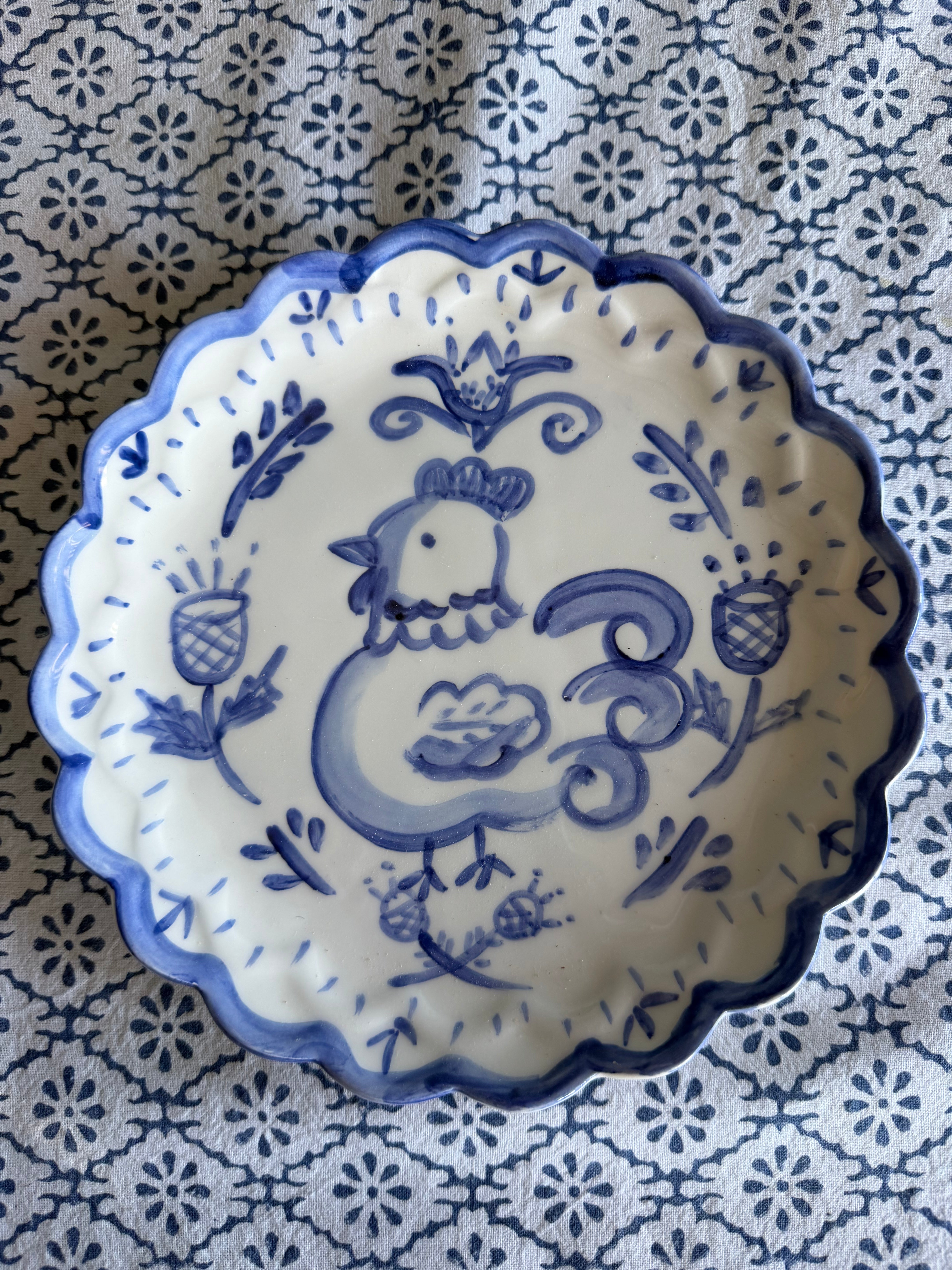 Set of 6 Scalloped Animal Plates