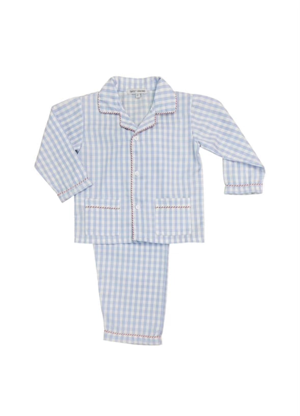 Christmas Pajamas 2024 - Blue gingham 2 piece set - Premium from Tricia Lowenfield Design