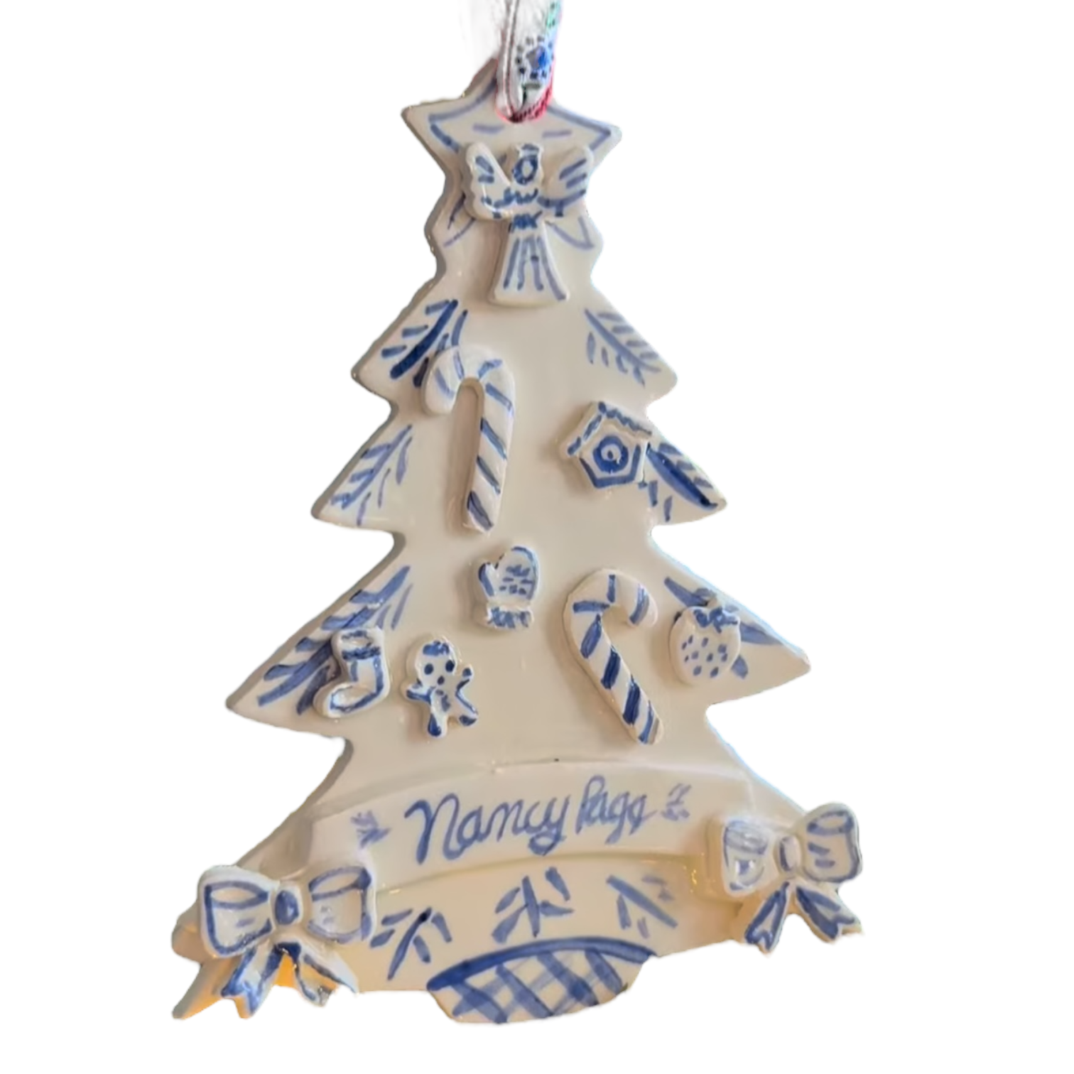 Christmas Tree ornament - blue and white - Premium from Tricia Lowenfield Design