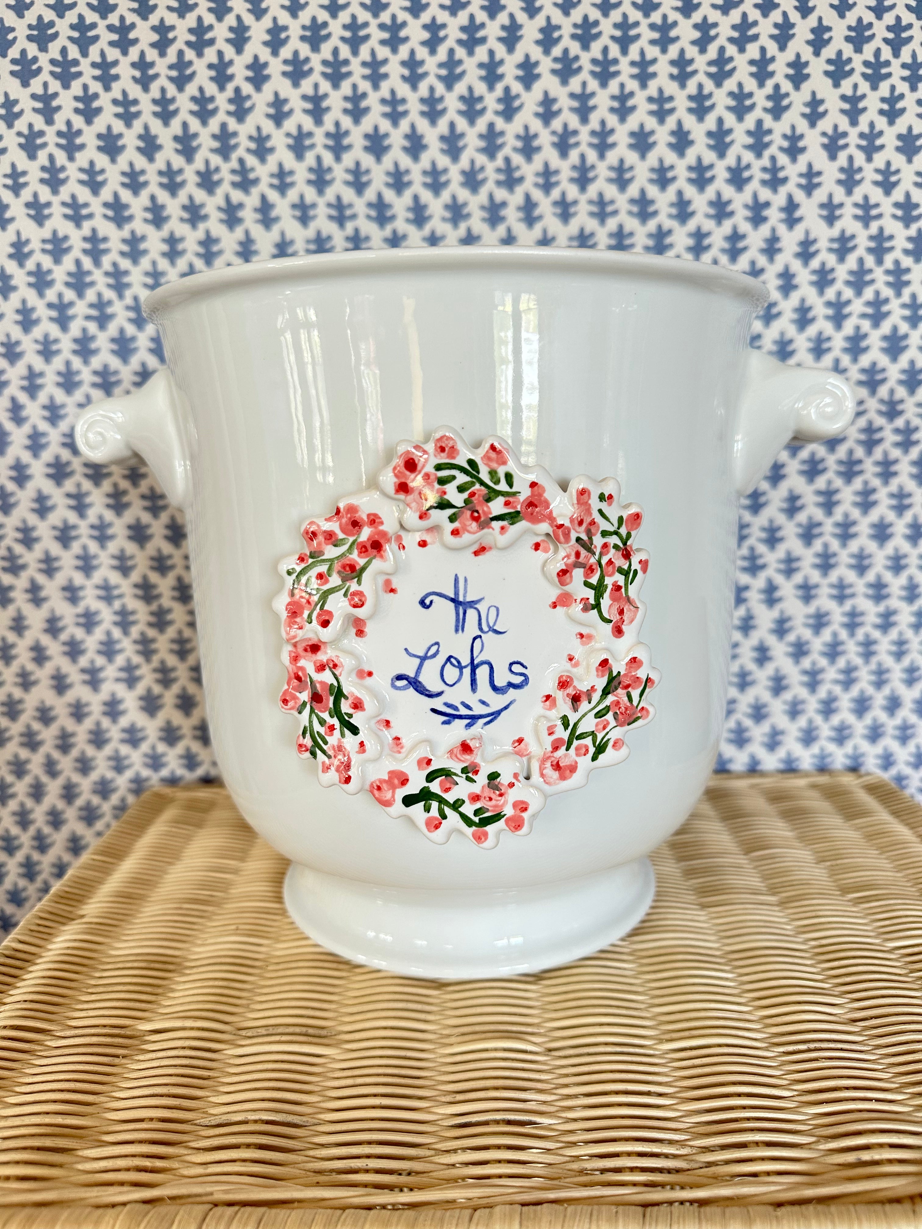 Cache Pot with Crest - Bougainvillea - Premium from Tricia Lowenfield Design