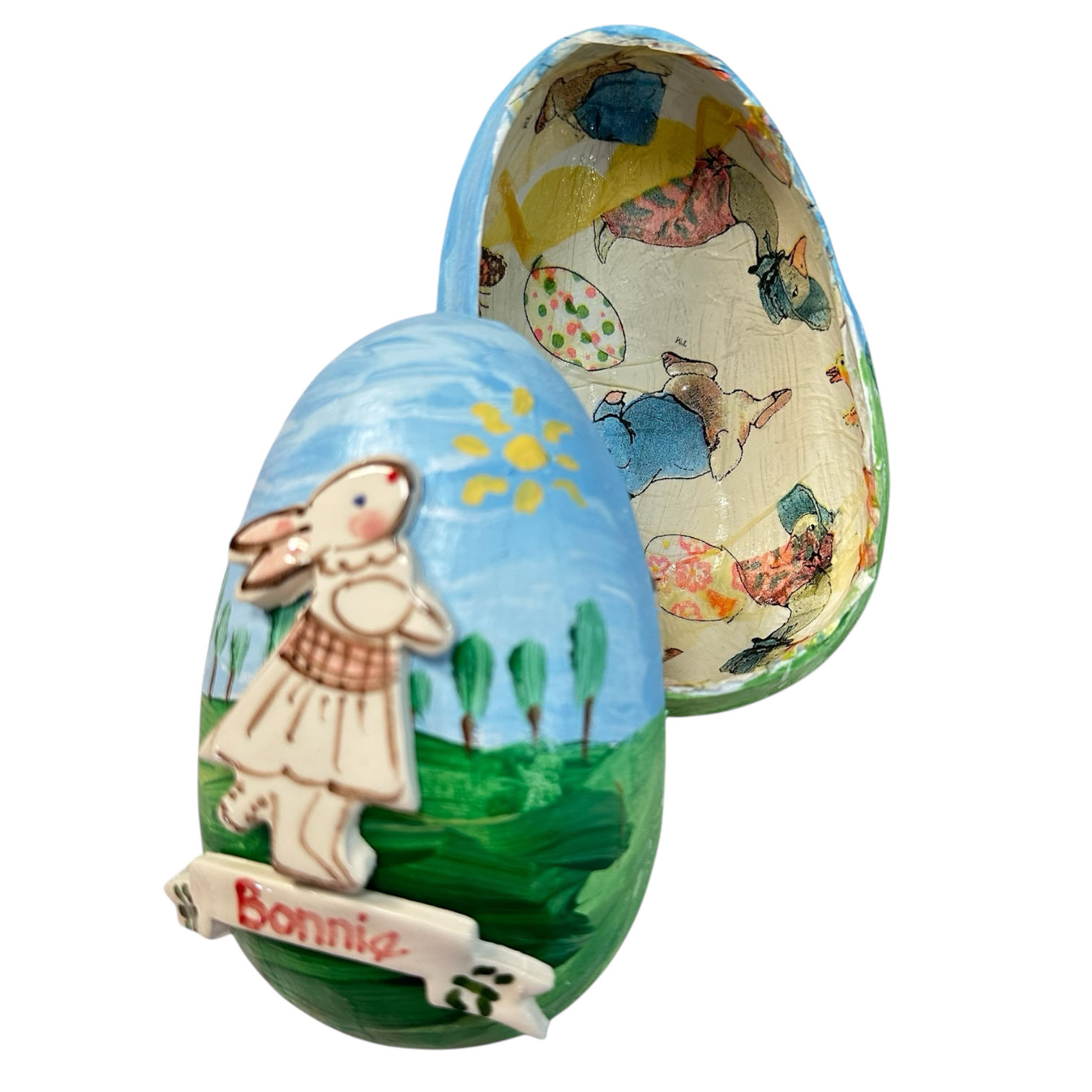 Easter Egg Box - Bunny girl - Premium Ceramic Figures from Tricia Lowenfield Design
