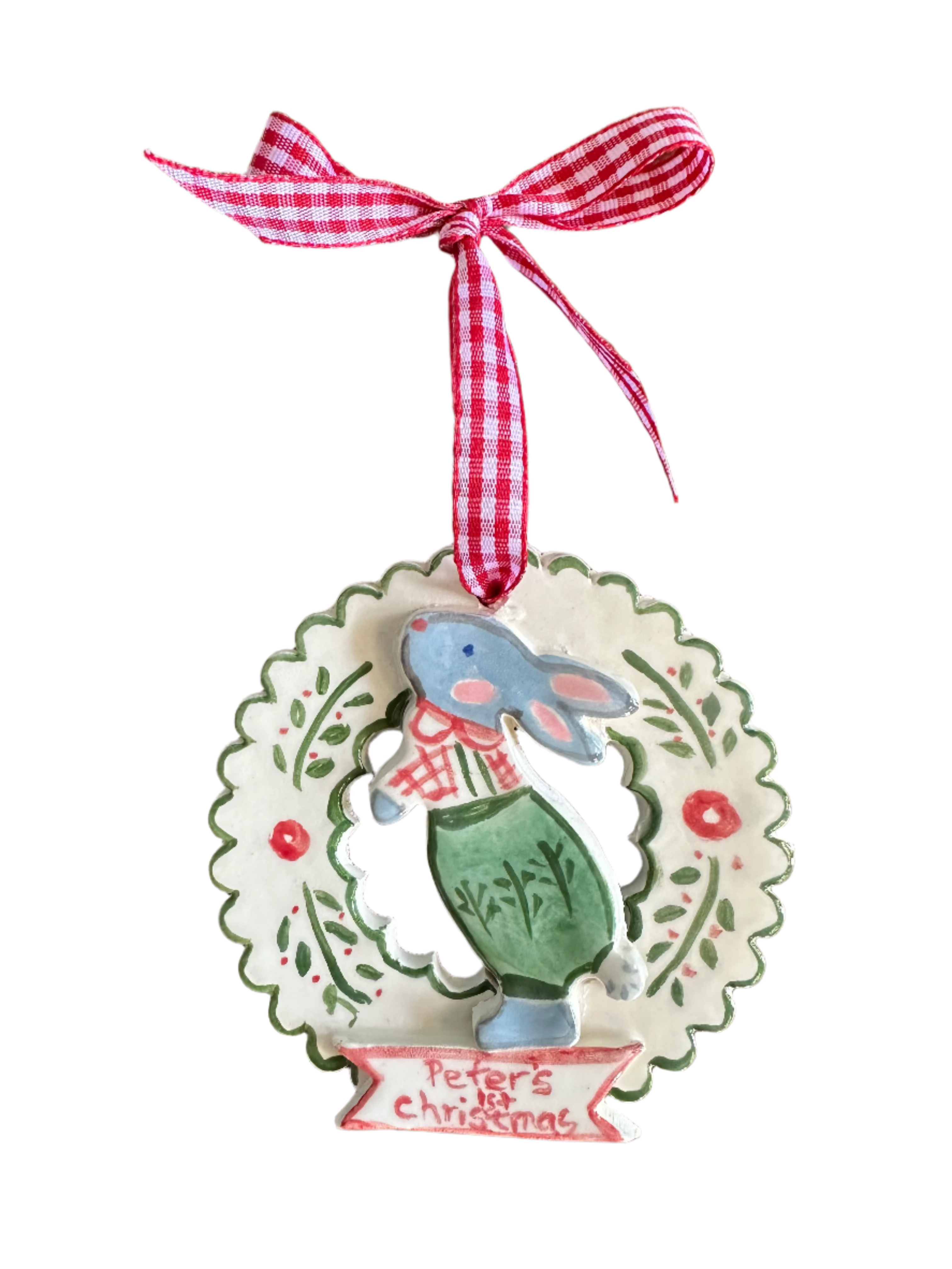 Baby's First Christmas Ornament - Bunny Boy Wreath - Premium from Tricia Lowenfield Design