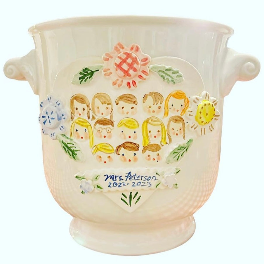 Cache Pot with Children's Faces - Teacher - Premium from Tricia Lowenfield Design
