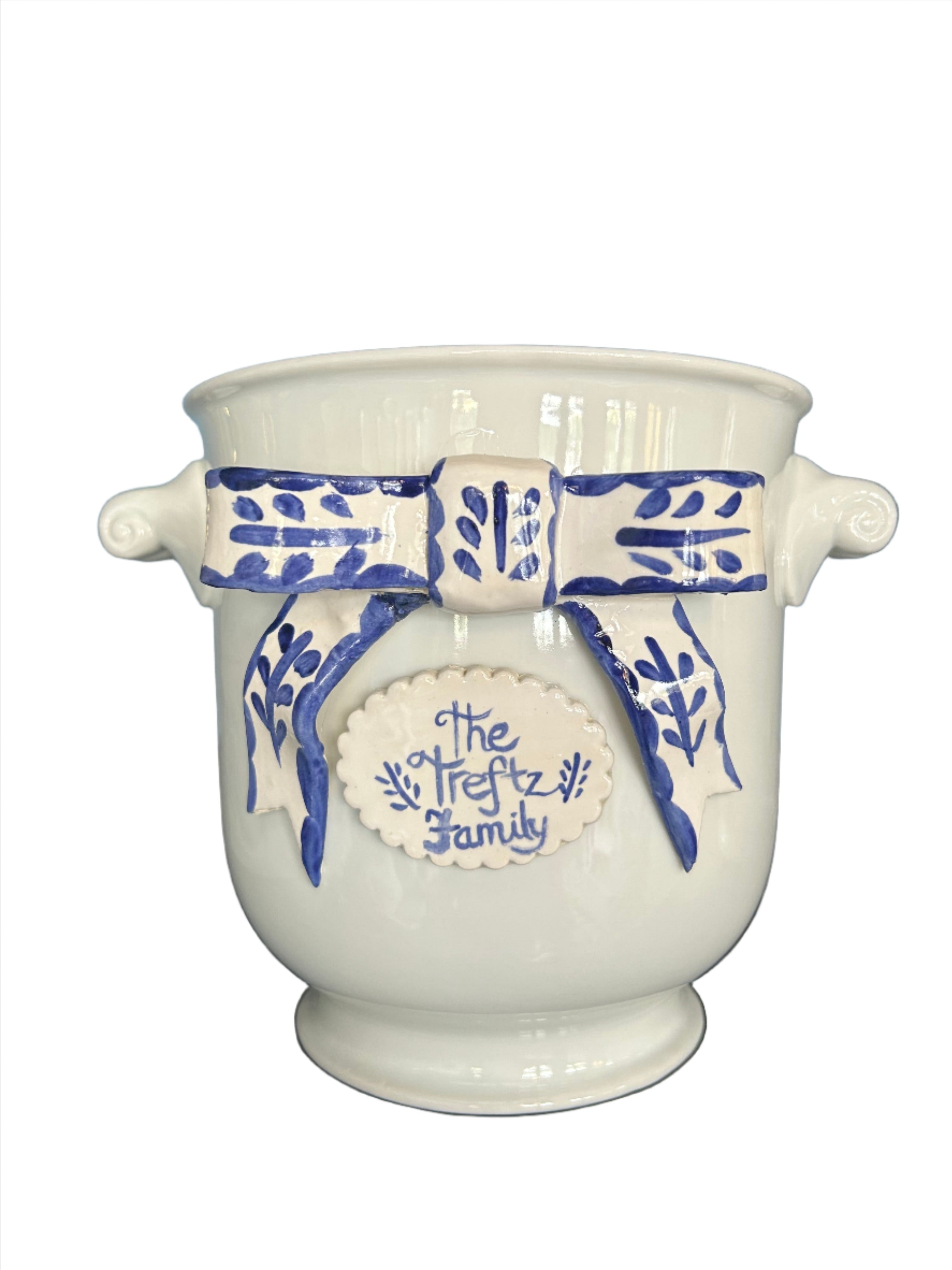 Cache Pot with Bow (Green) - Premium from Tricia Lowenfield Shop