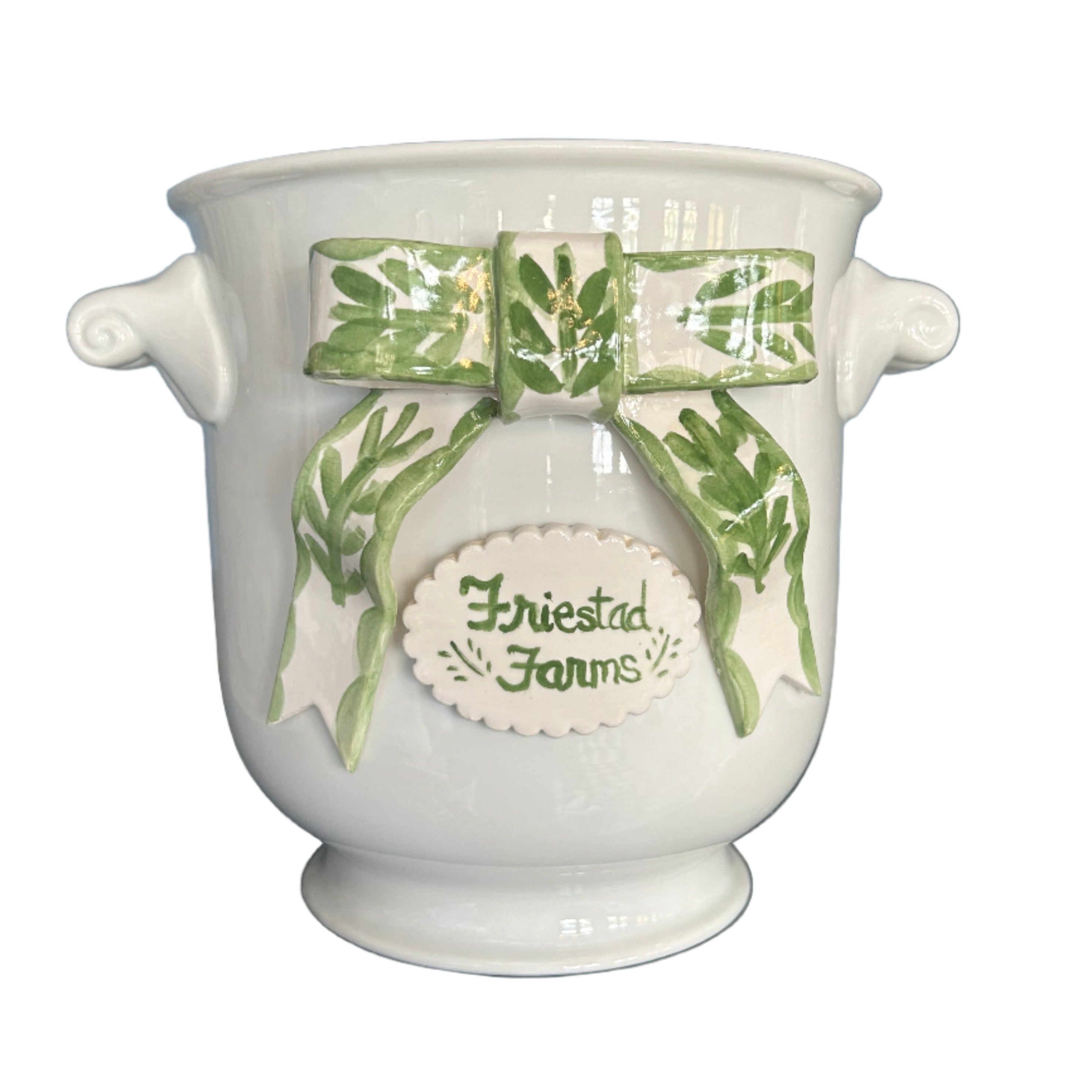 Cache Pot with Bow (Green) - Premium from Tricia Lowenfield Shop