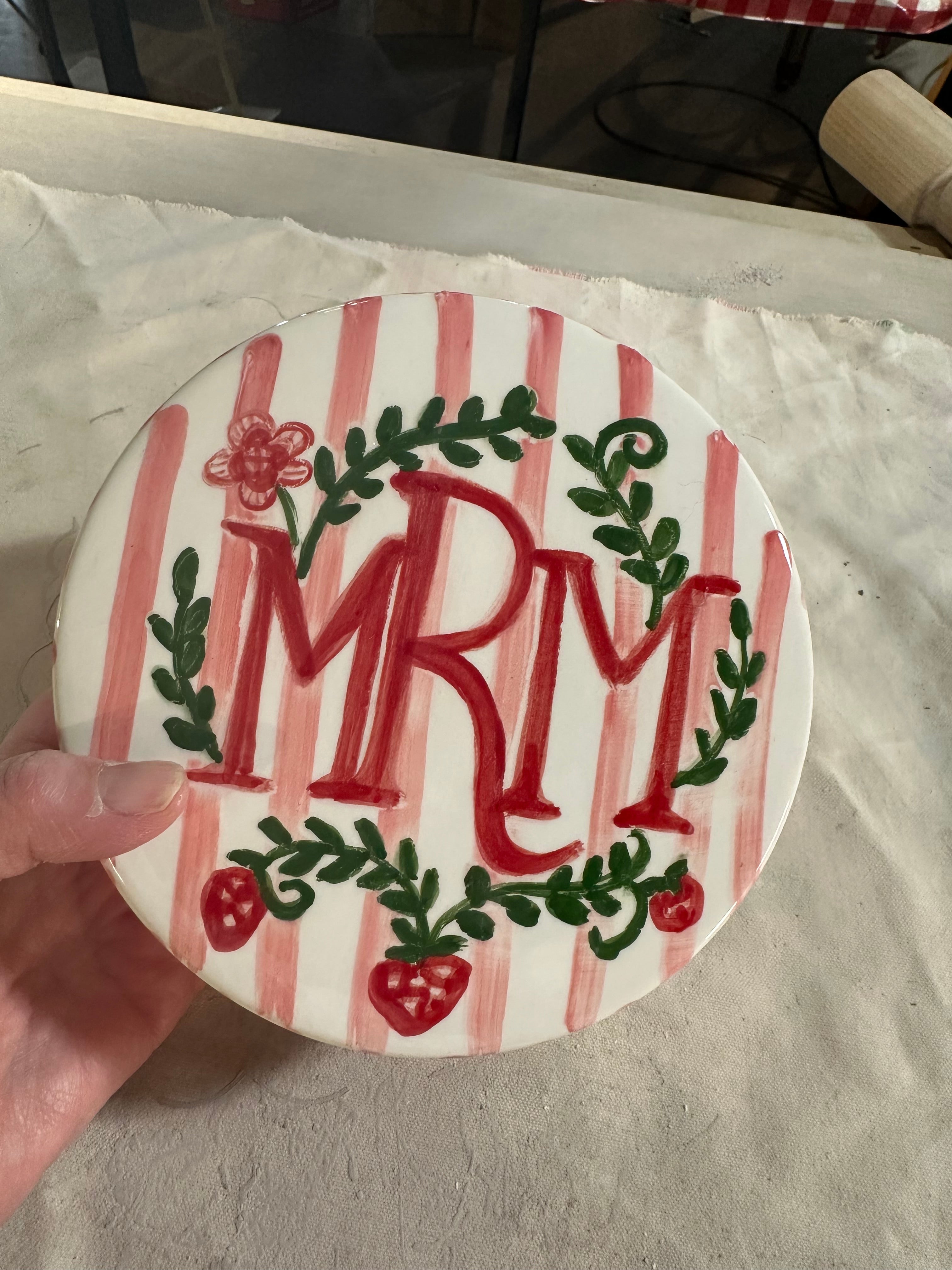 Round Keepsake Box (Stripes and Strawberries) - Premium from Tricia Lowenfield Design
