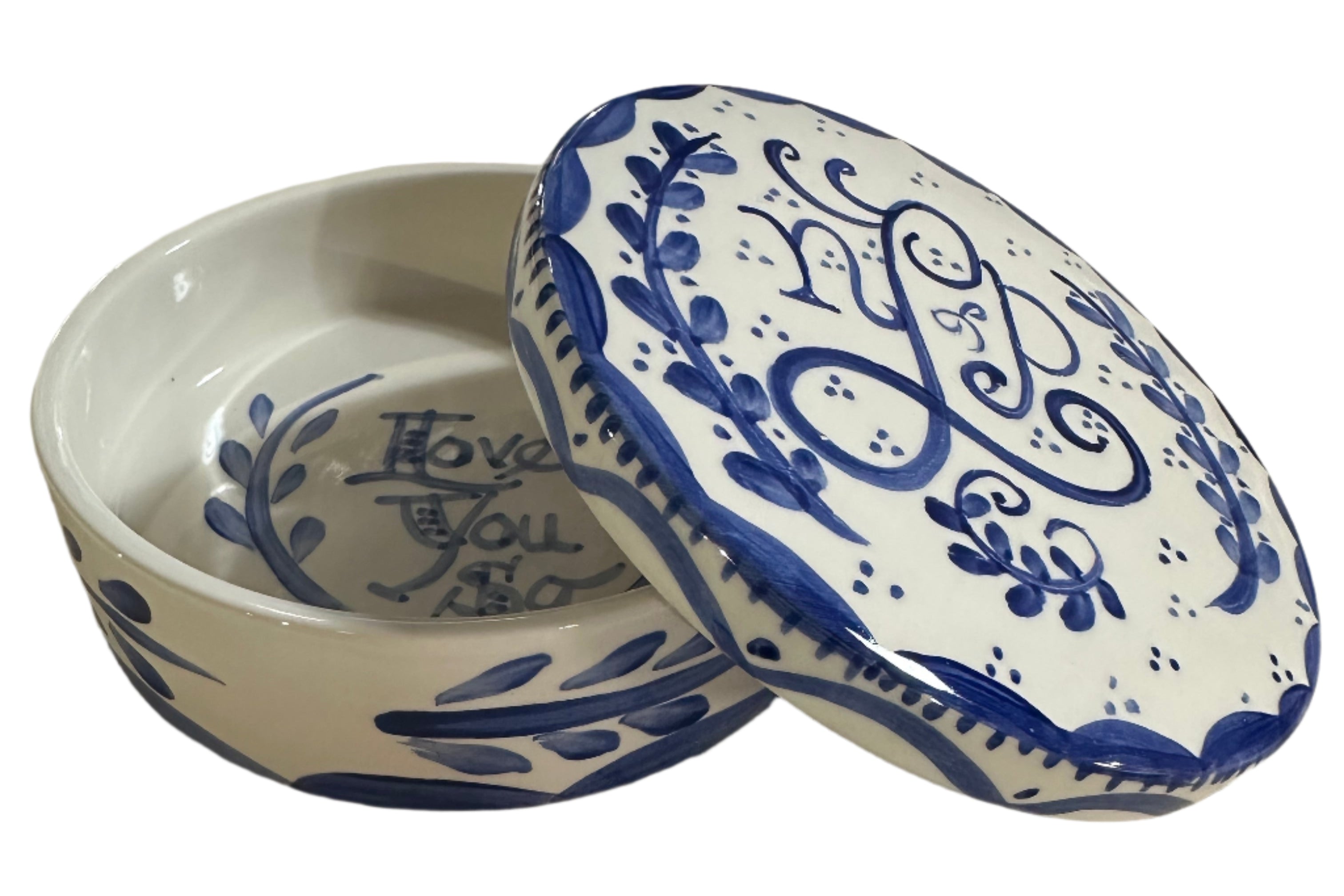 Round Keepsake Box (Blue and White) - Premium from Tricia Lowenfield Design