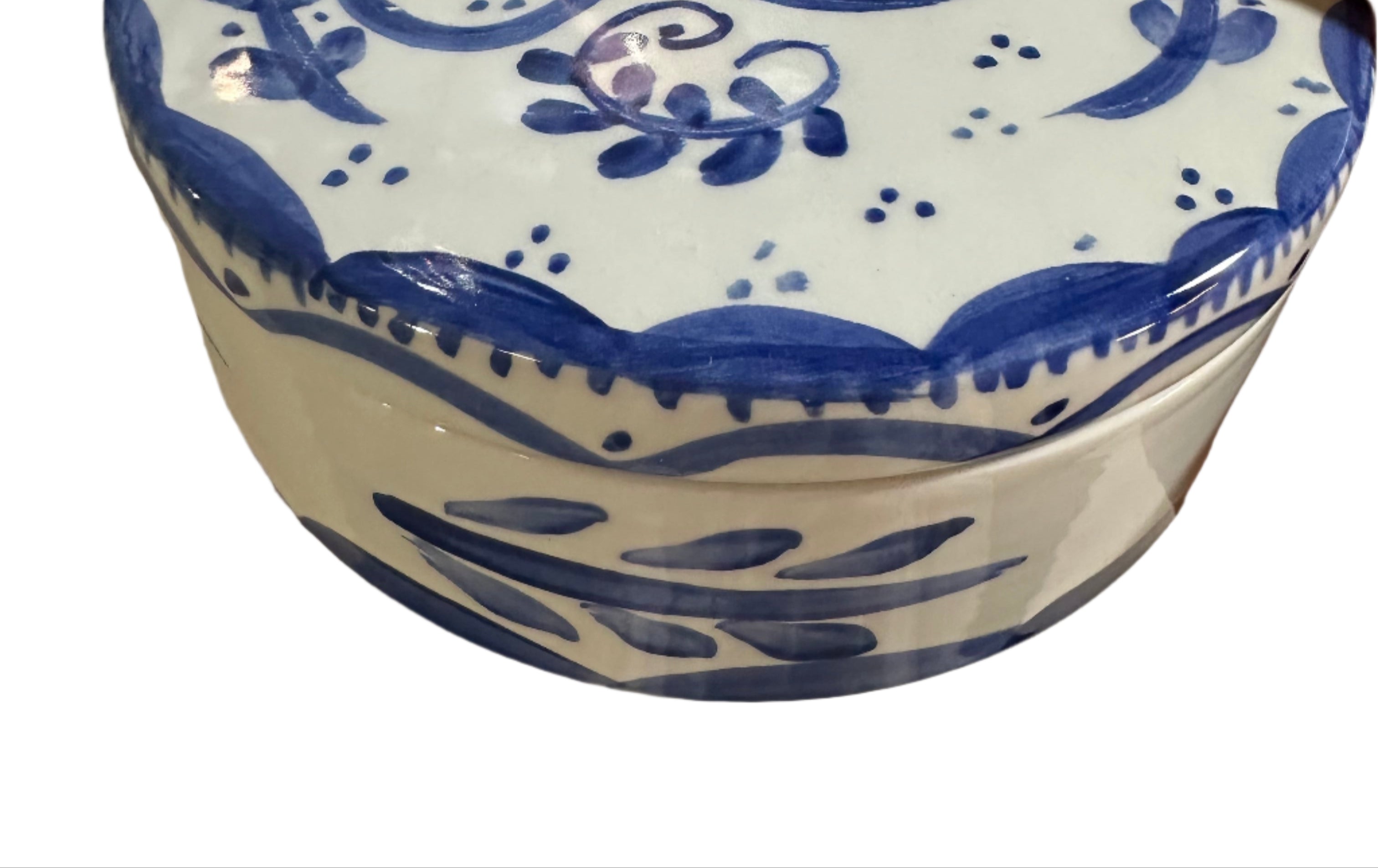 Round Keepsake Box (Blue and White) - Premium from Tricia Lowenfield Design