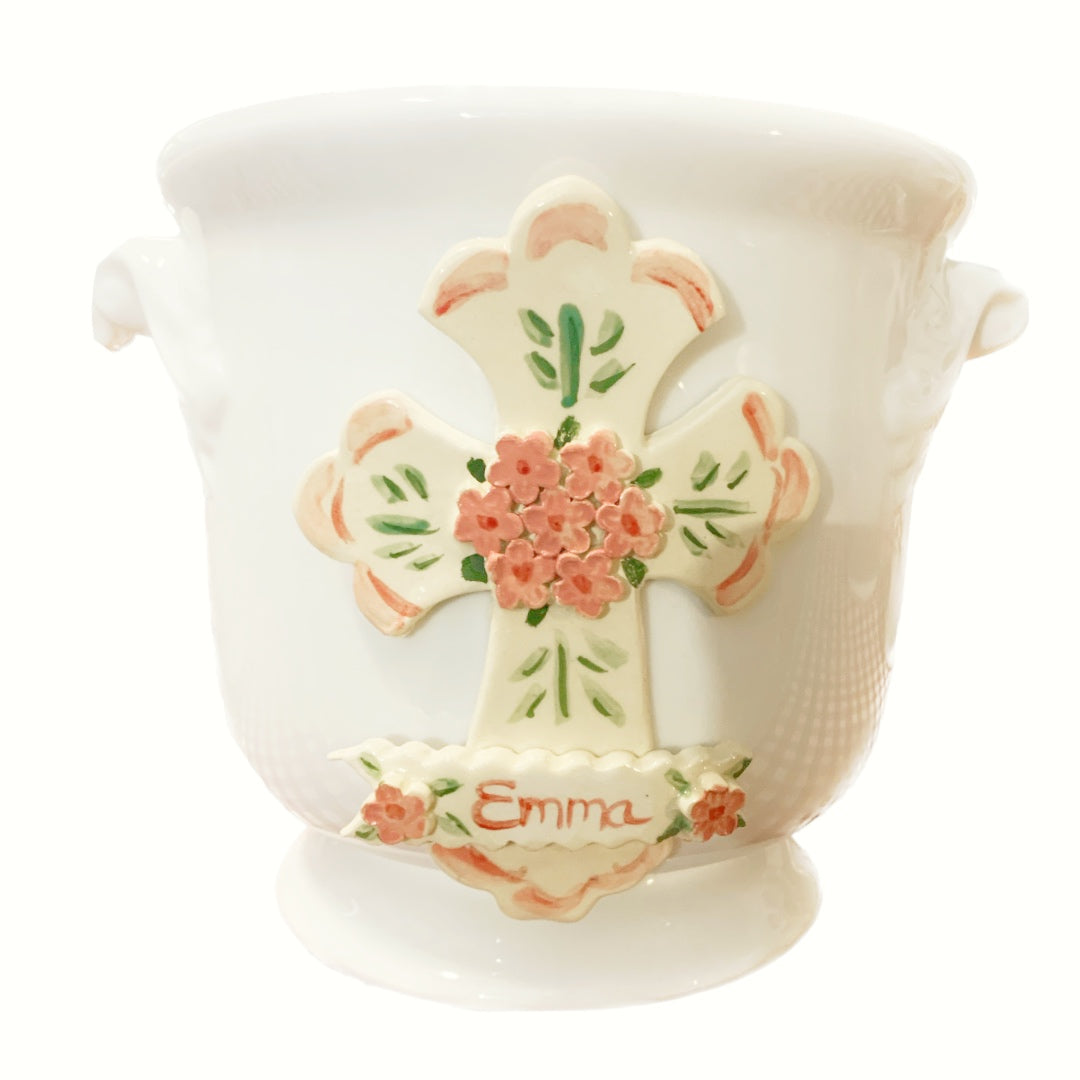 Cache Pot with Cross - Premium from Tricia Lowenfield Shop
