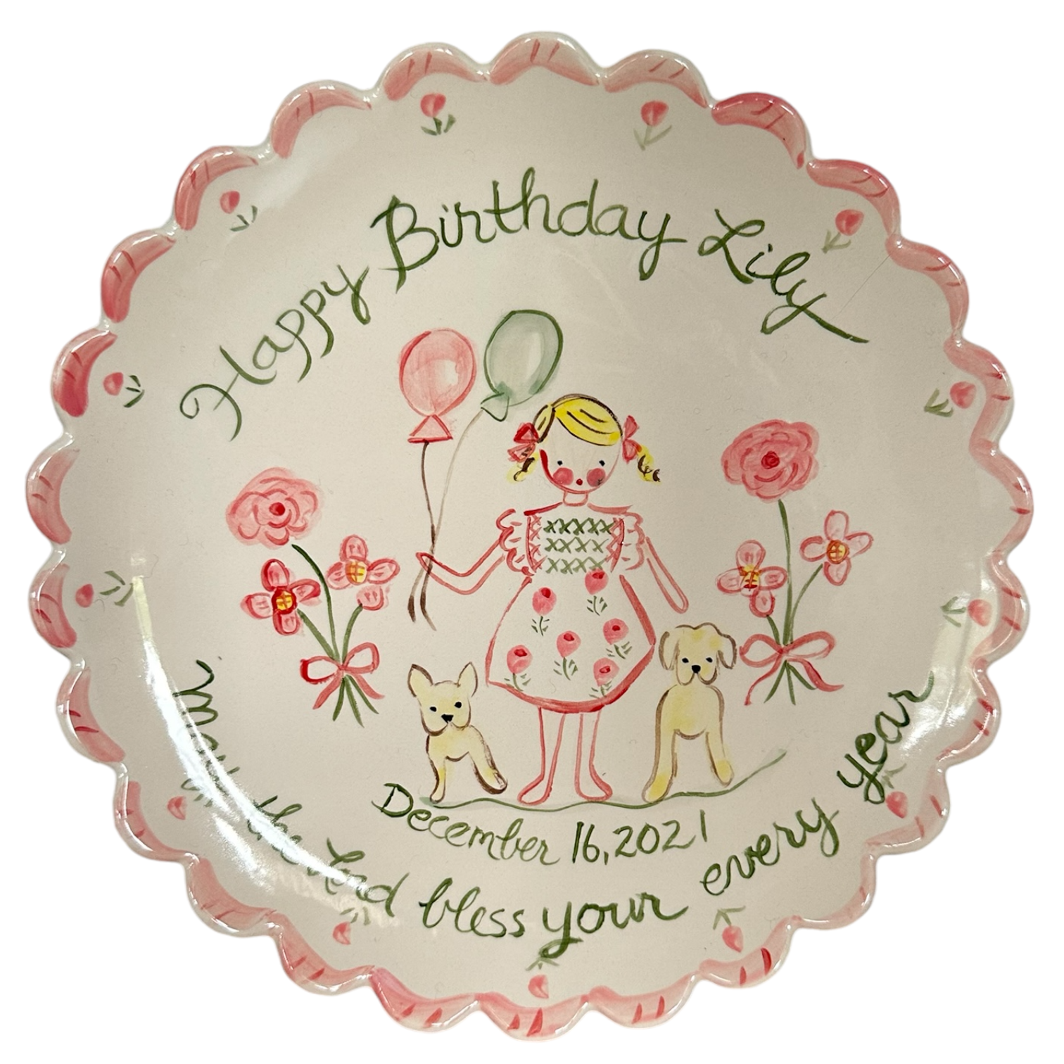Lily Scalloped Birthday Plate