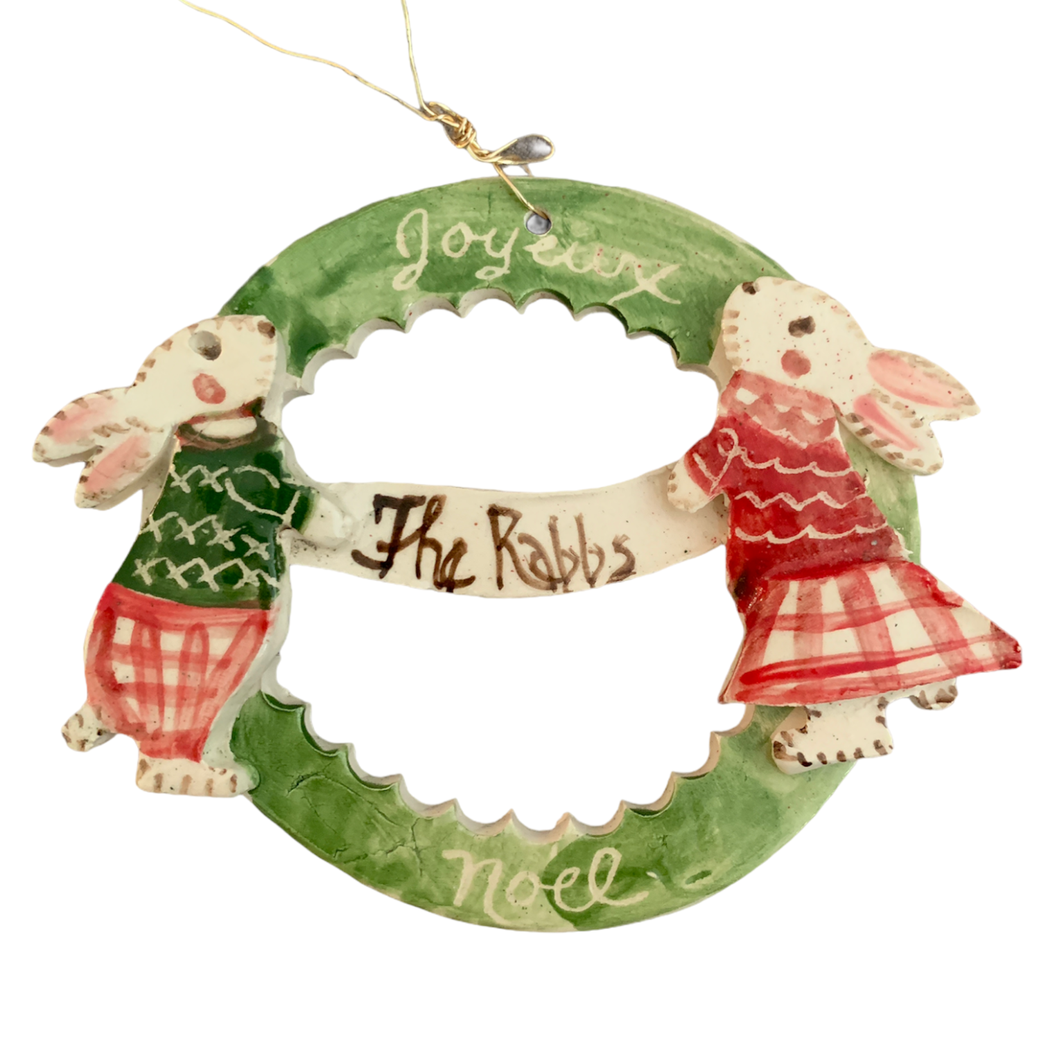 Christmas Bunny Wreath Ornament