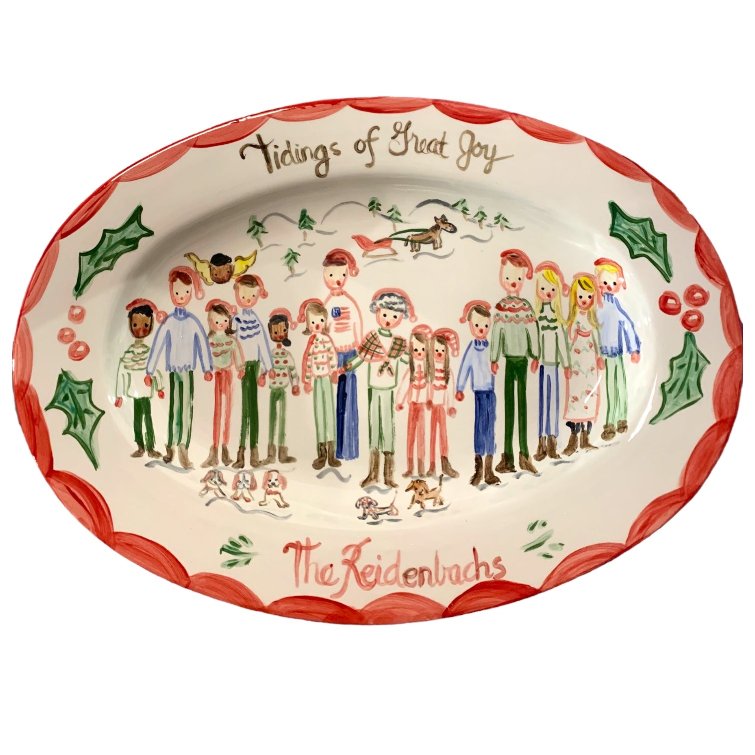 Large Custom Christmas Platter - Family (Full Color) - Premium Platter from Tricia Lowenfield Design