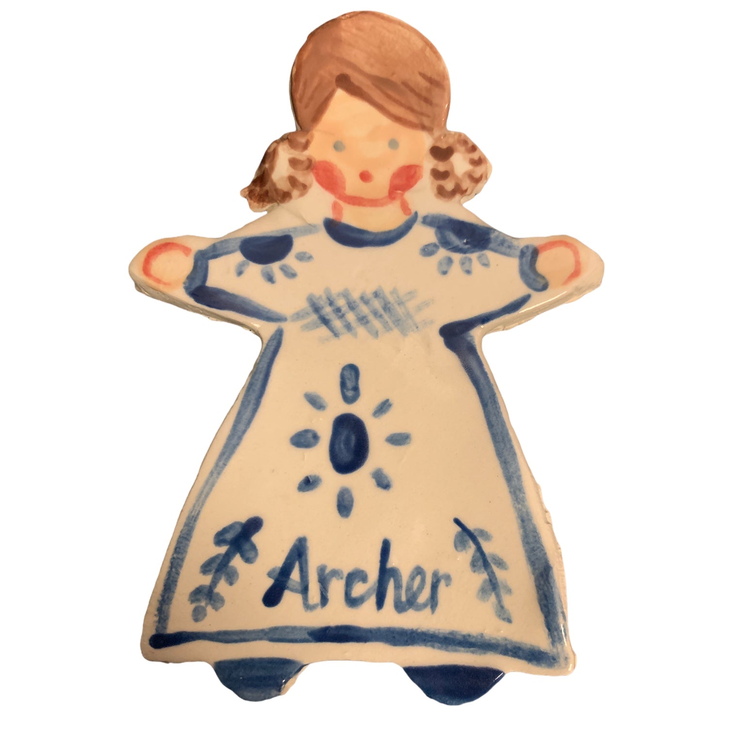 Christmas Ornament - Blue Dress Girl - Premium from Tricia Lowenfield Design
