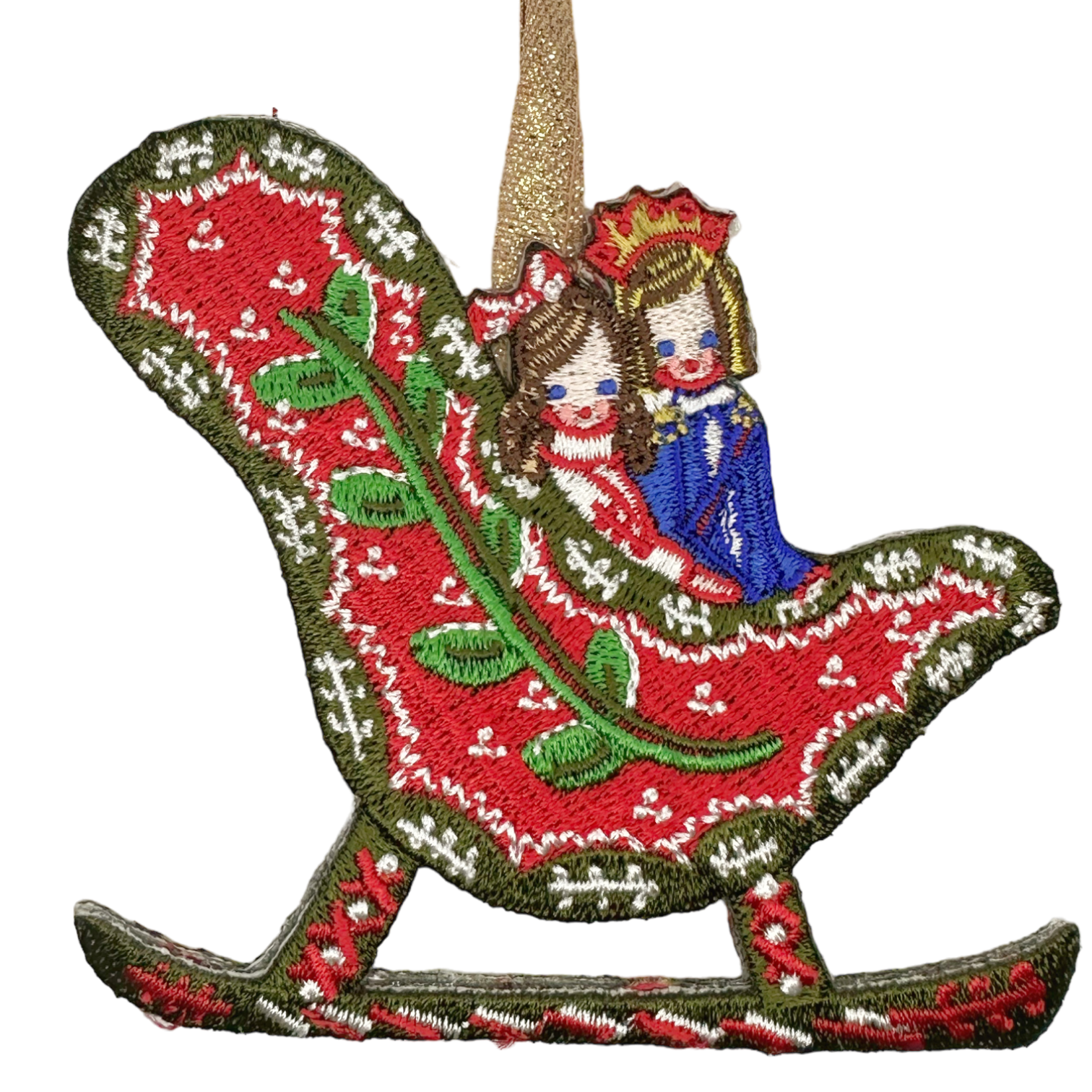 Nutcracker Embroidered Ornament - Clara and Prince - Premium  from Tricia Lowenfield Design 