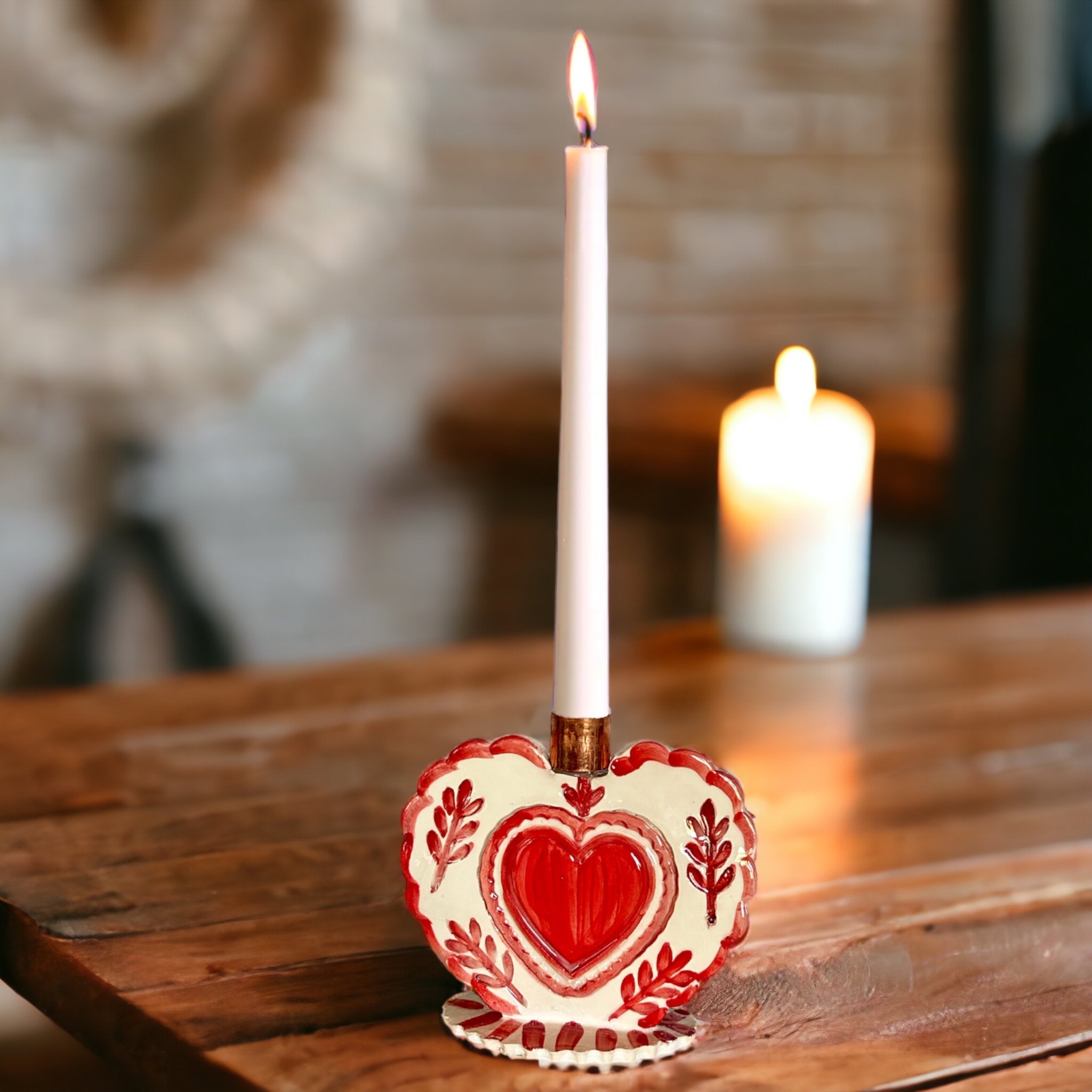 Pair of 2 Heart Candlestick Holders - Premium Cake Topper from Tricia Lowenfield Design 