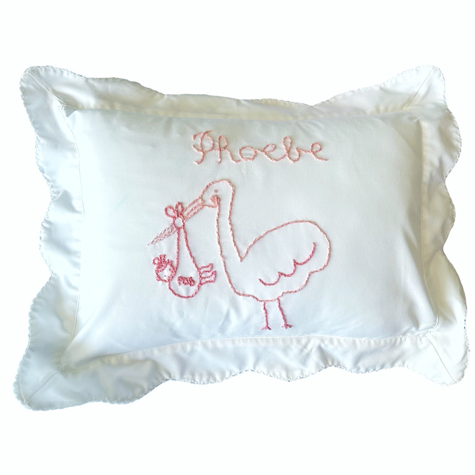 Baby Pillow - Stork with Girl - Premium  from Tricia Lowenfield Design 