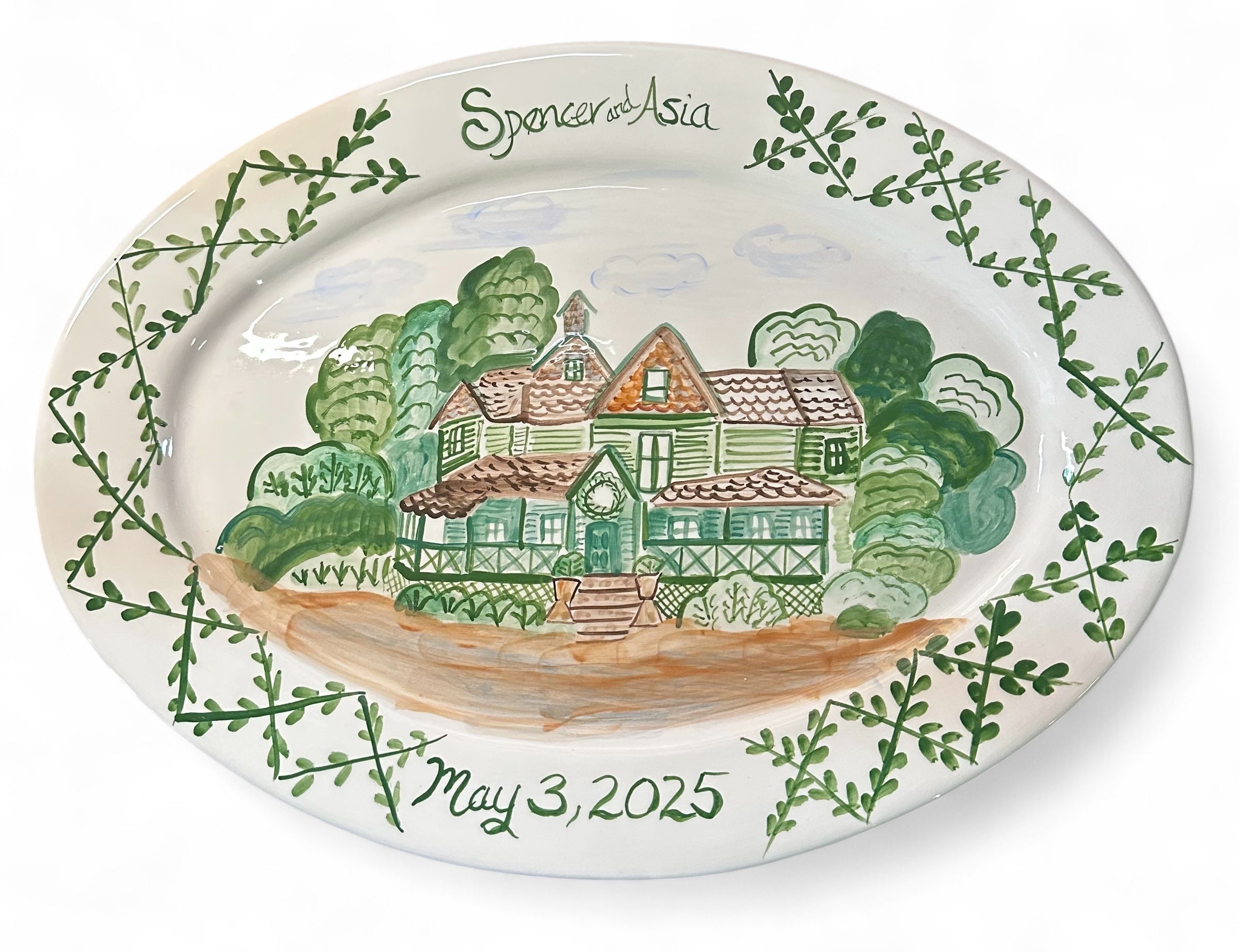 Large Custom Platter - House with Vines (Full Color)