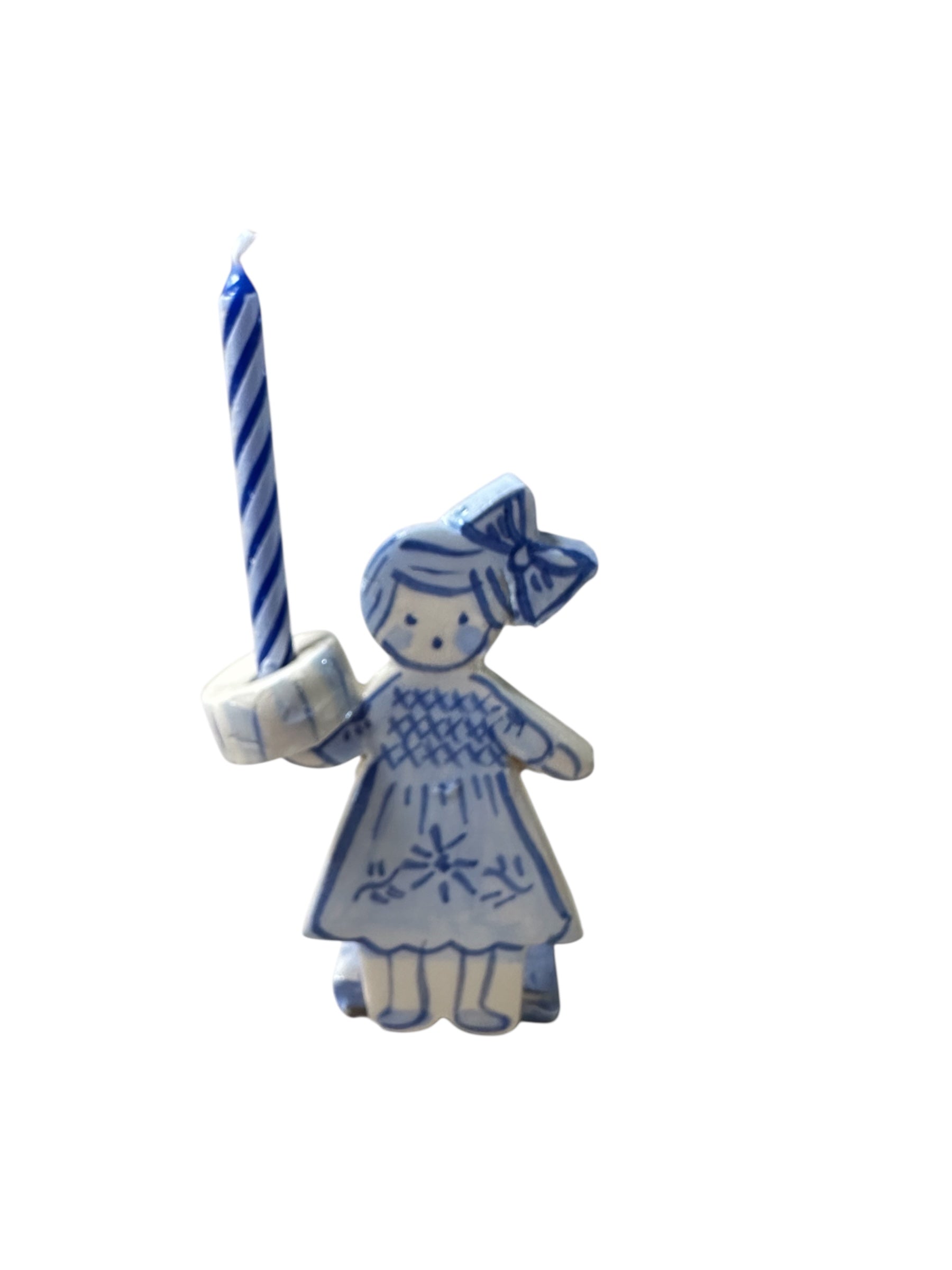 Cake Topper - Girl with Bow (Blue/white) - Premium Cake Topper from Tricia Lowenfield Design