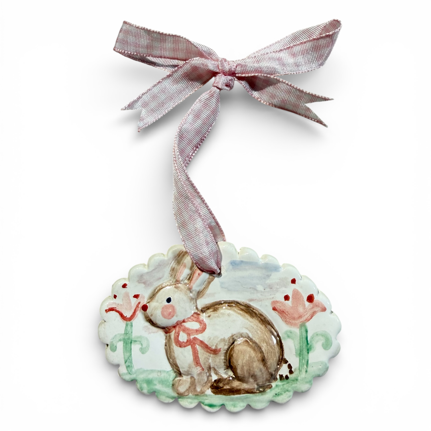 Easter ornament - Scalloped Bunny Portrait