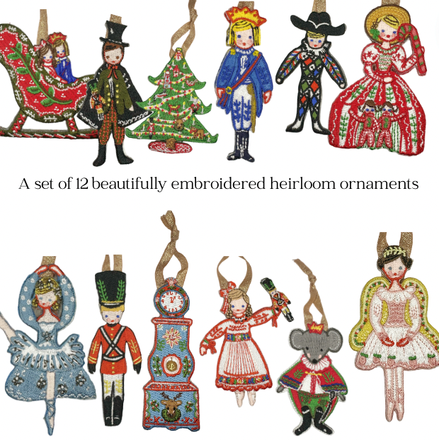 Nutcracker Embroidered Ornament - Party Scene Clock - Premium  from Tricia Lowenfield Design 